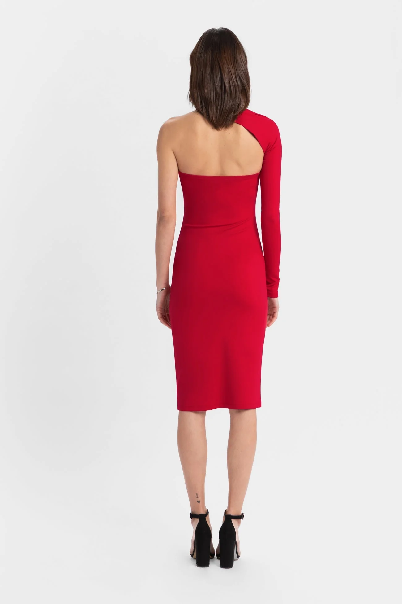 Manhattan One Shoulder Midi Dress | Red - Image 5