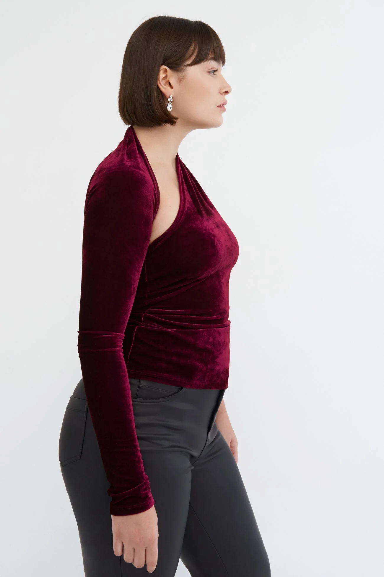 Manhattan Velvet One Shoulder Top | Crimson Velvet - Image 5