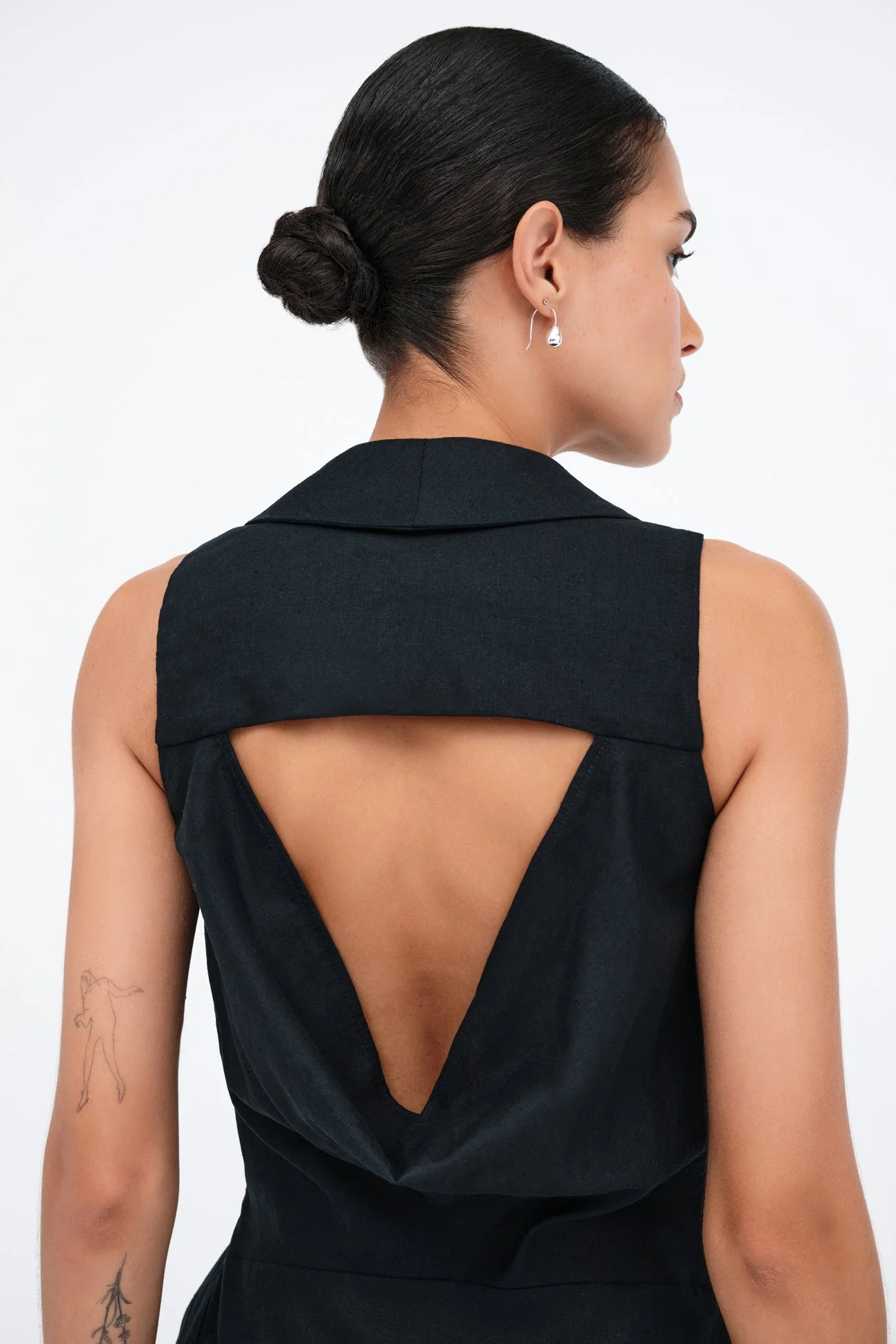 Tabitha Linen-Blend Dress | Black