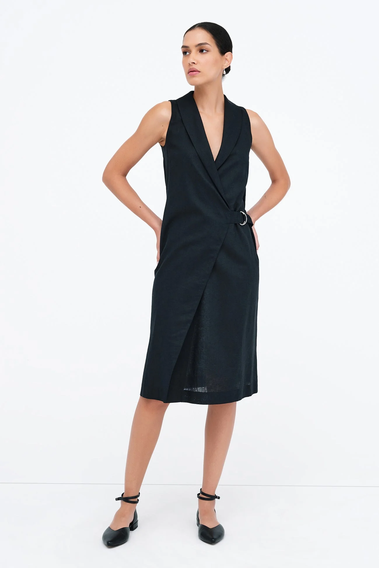 Tabitha Linen-Blend Dress | Black - Image 2