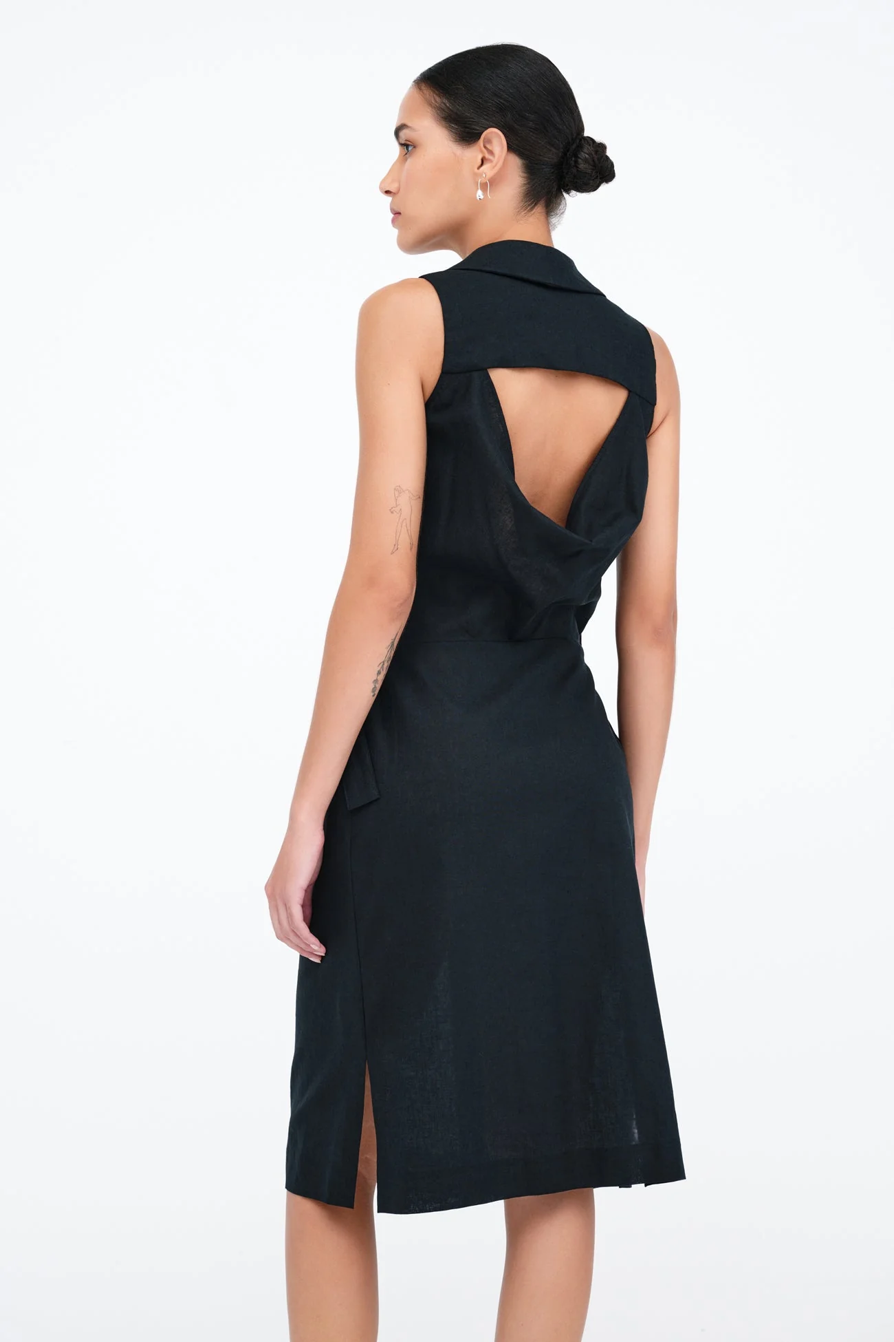 Tabitha Linen-Blend Dress | Black - Image 6