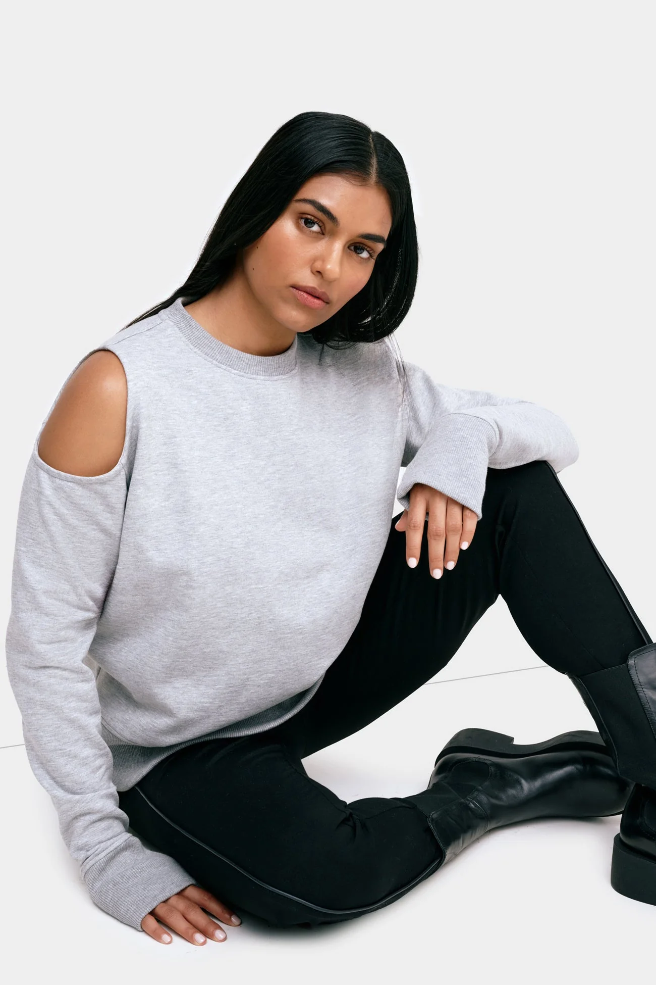 William Cutout Sweatshirt | Melange Grey - Image 7