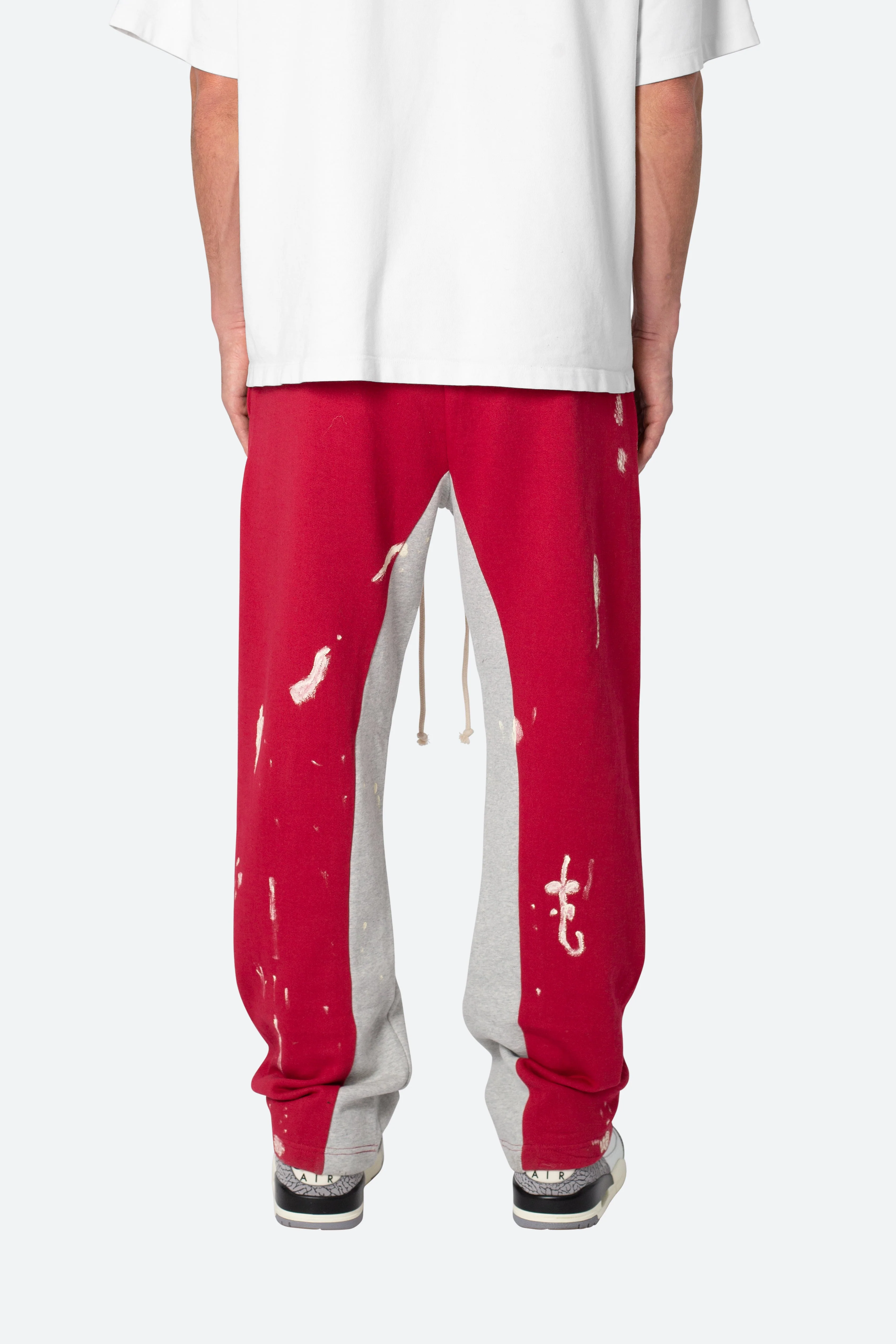 3 Patch Contrast Sweatpants | Red/Grey - Image 5