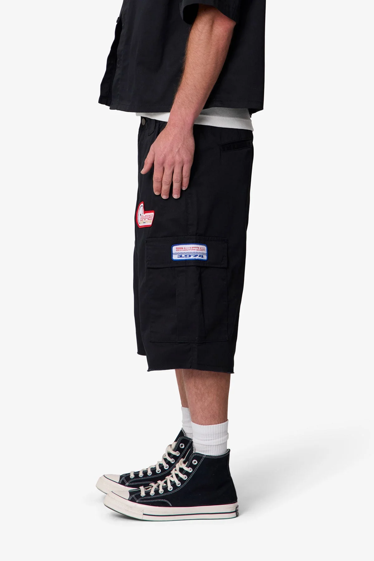 Baggy Cargo Work Shorts | Black - Image 4