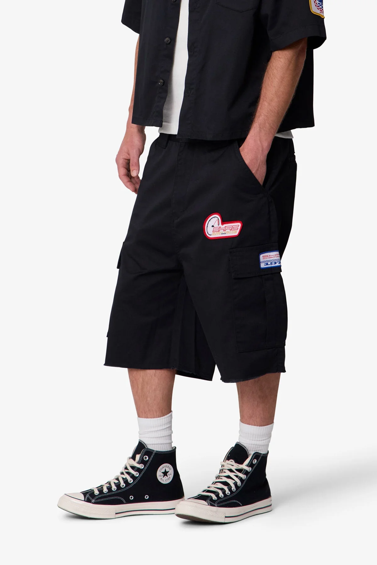 Baggy Cargo Work Shorts | Black - Image 6