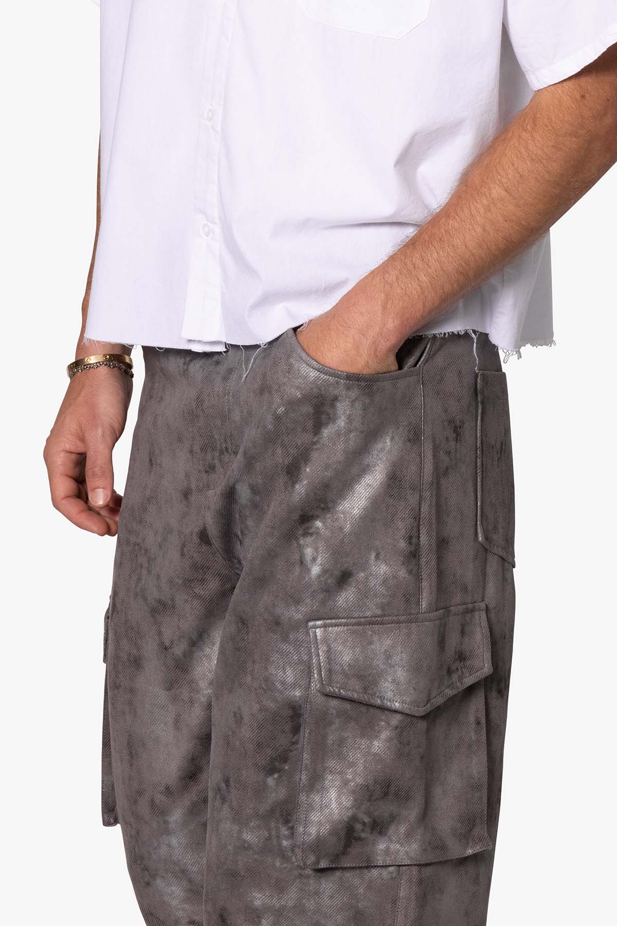 Baggy Dual Tone Sueded Cargo Pants | Grey - Image 7