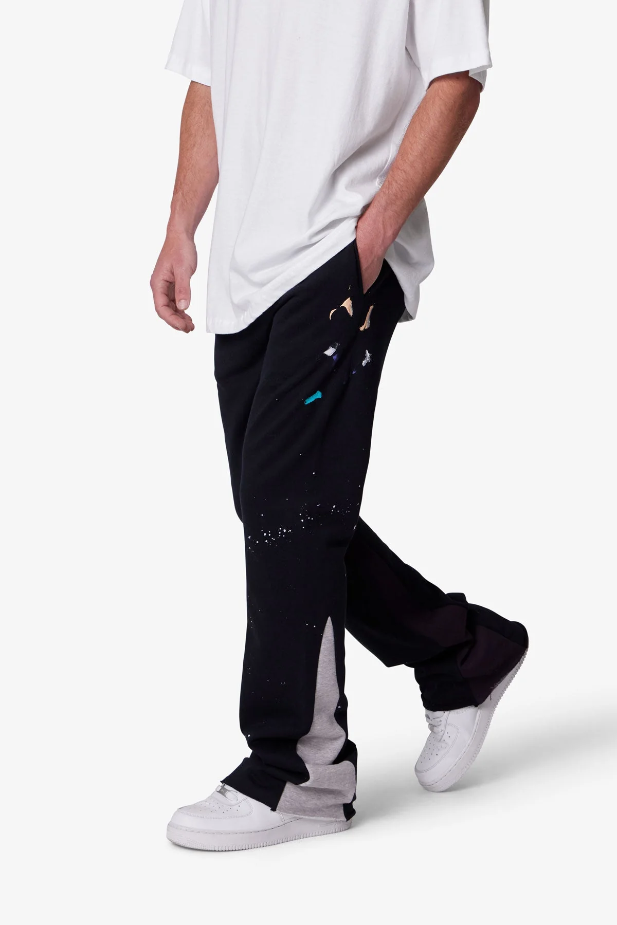 Contrast Bootcut Sweatpants | Black - Image 6