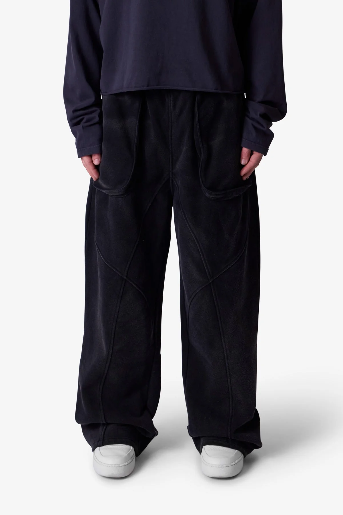 Cross Seamed Sweatpants | Washed Black - Image 2