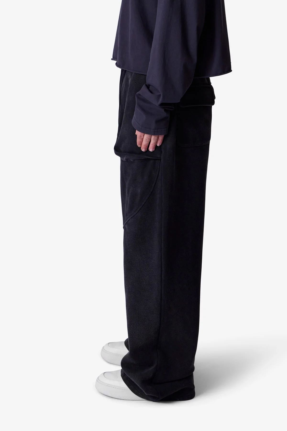 Cross Seamed Sweatpants | Washed Black - Image 4