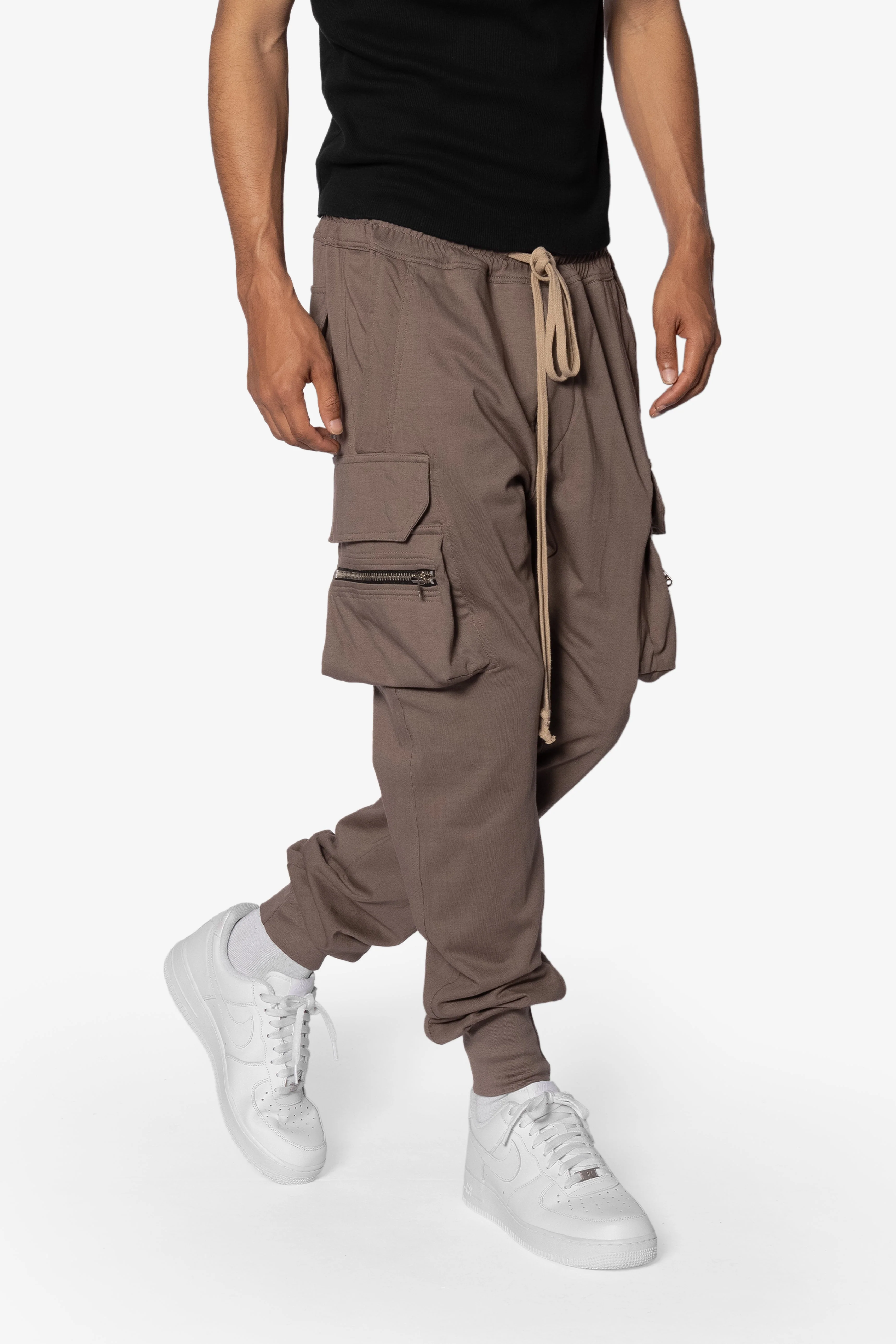 Jersey Cargo Pocket Sweatpants | Tan - Image 2