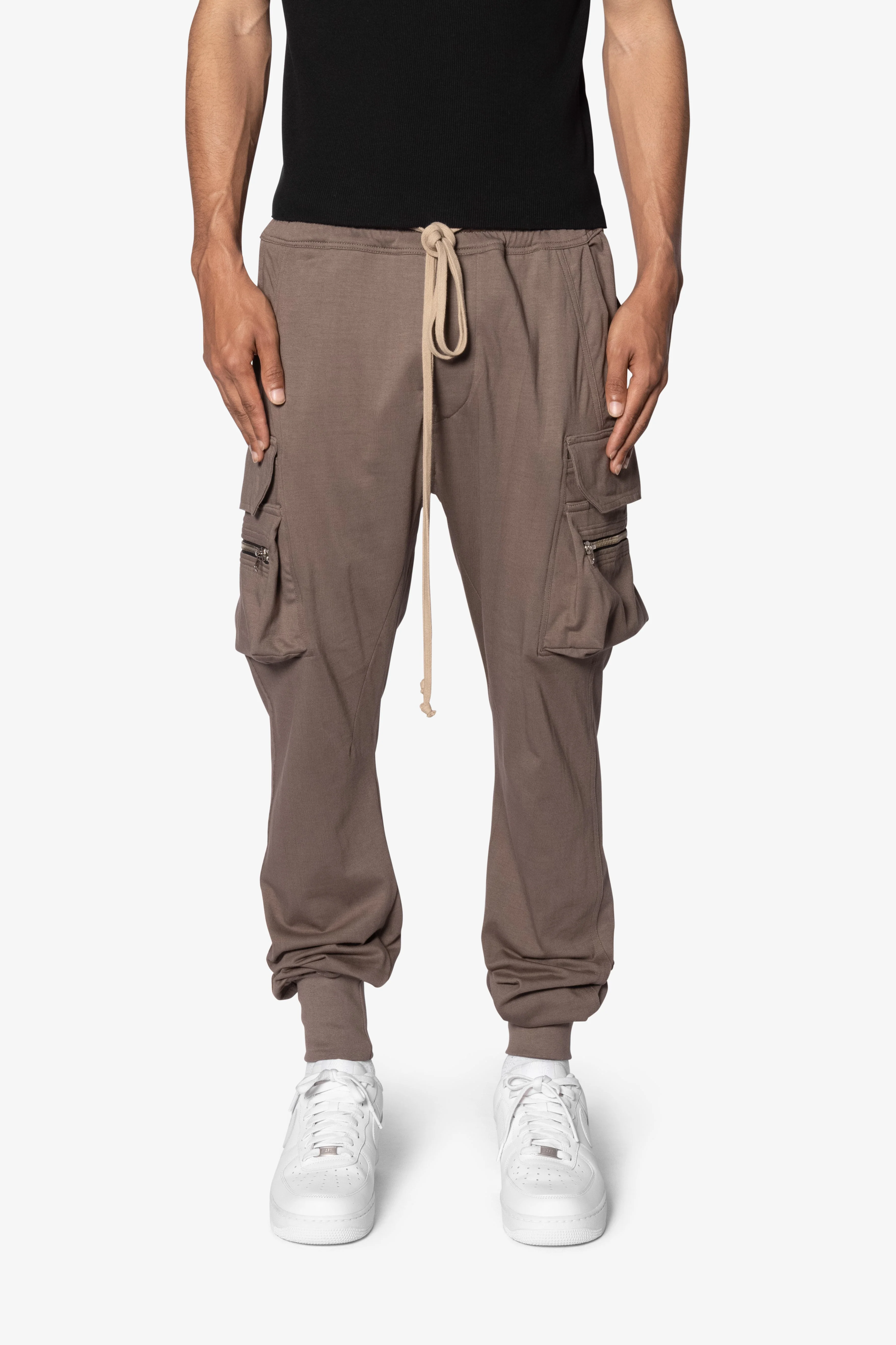 Jersey Cargo Pocket Sweatpants | Tan - Image 3
