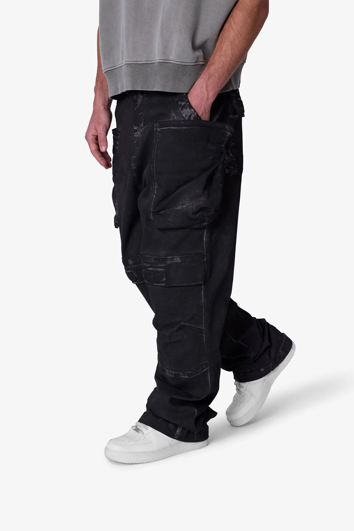 Oil Stretch Cargo Pants | Brown - Image 7