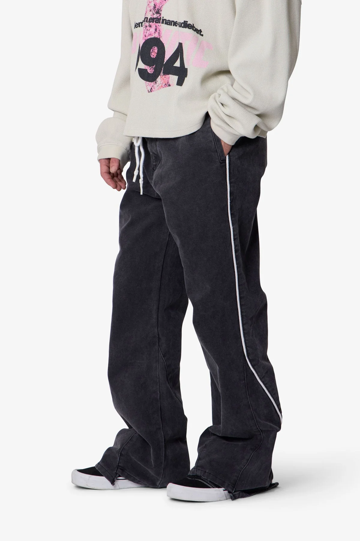 Piped Kick Flare Pants | Washed Black - Image 6
