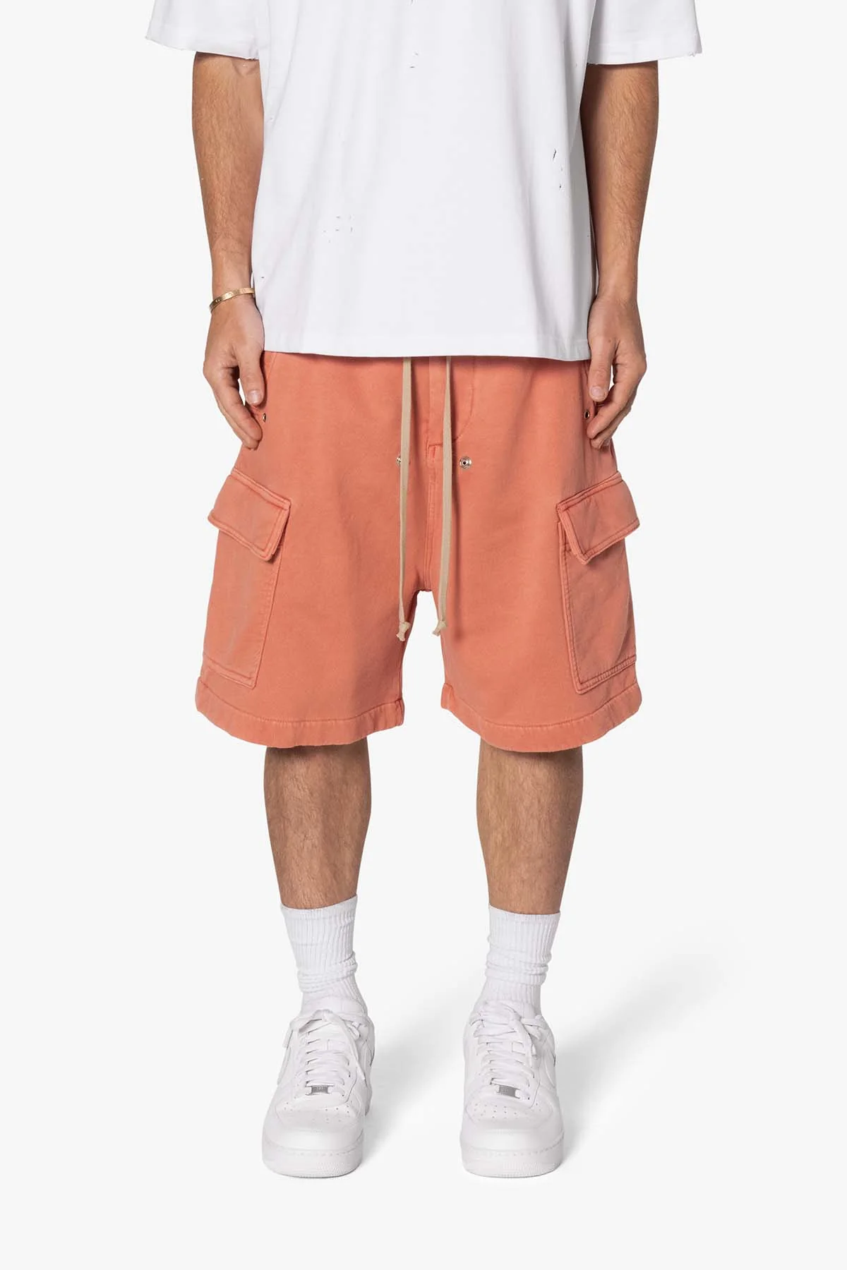 Rave Cargo Fleece Sweat Shorts | Washed Rust - Image 2