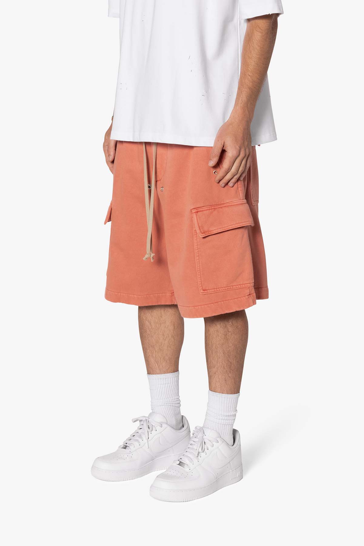 Rave Cargo Fleece Sweat Shorts | Washed Rust - Image 3