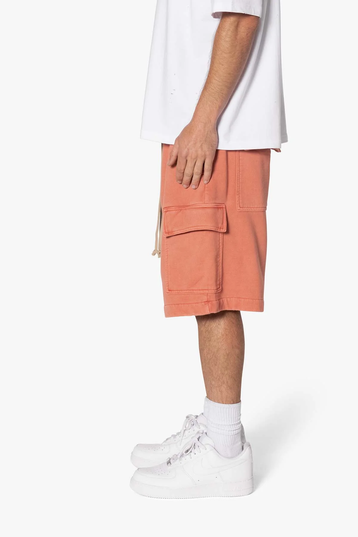 Rave Cargo Fleece Sweat Shorts | Washed Rust - Image 4