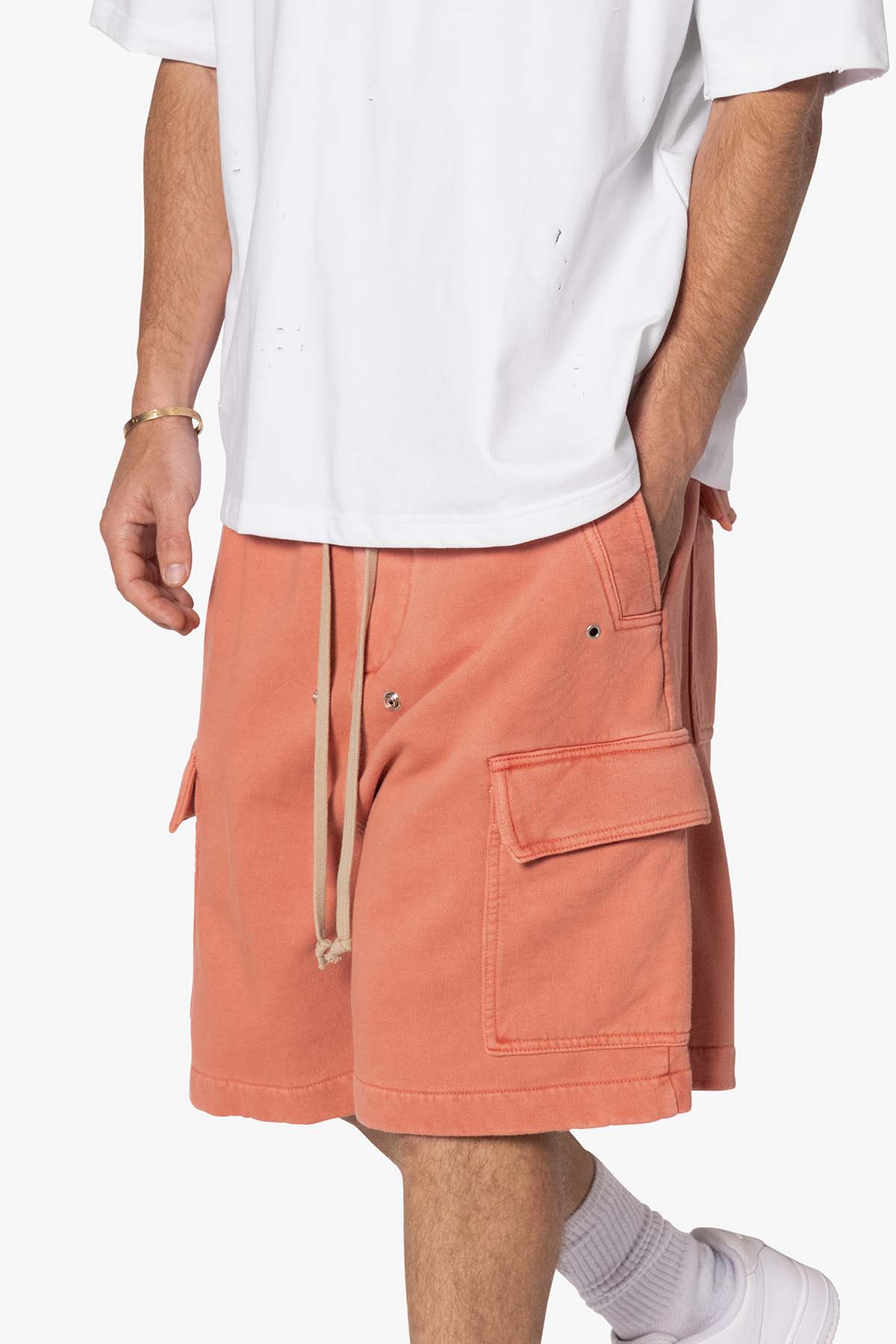 Rave Cargo Fleece Sweat Shorts | Washed Rust - Image 7