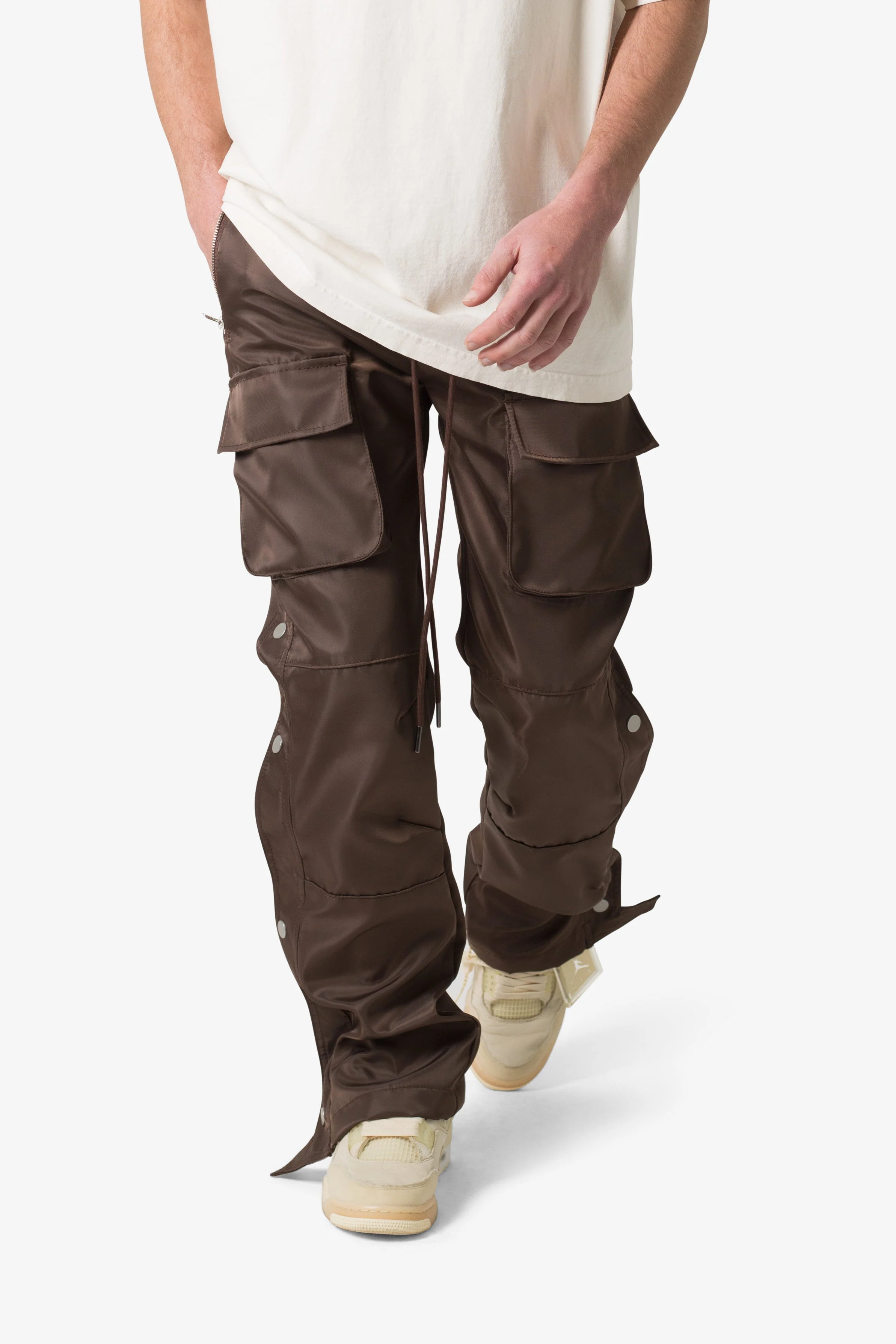 Snap Front Cargo Pants | Brown - Image 6