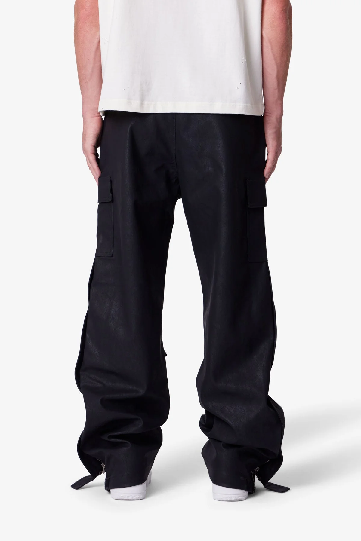 Ultra Baggy Leather Snap Cargo Pants | Black - Image 5