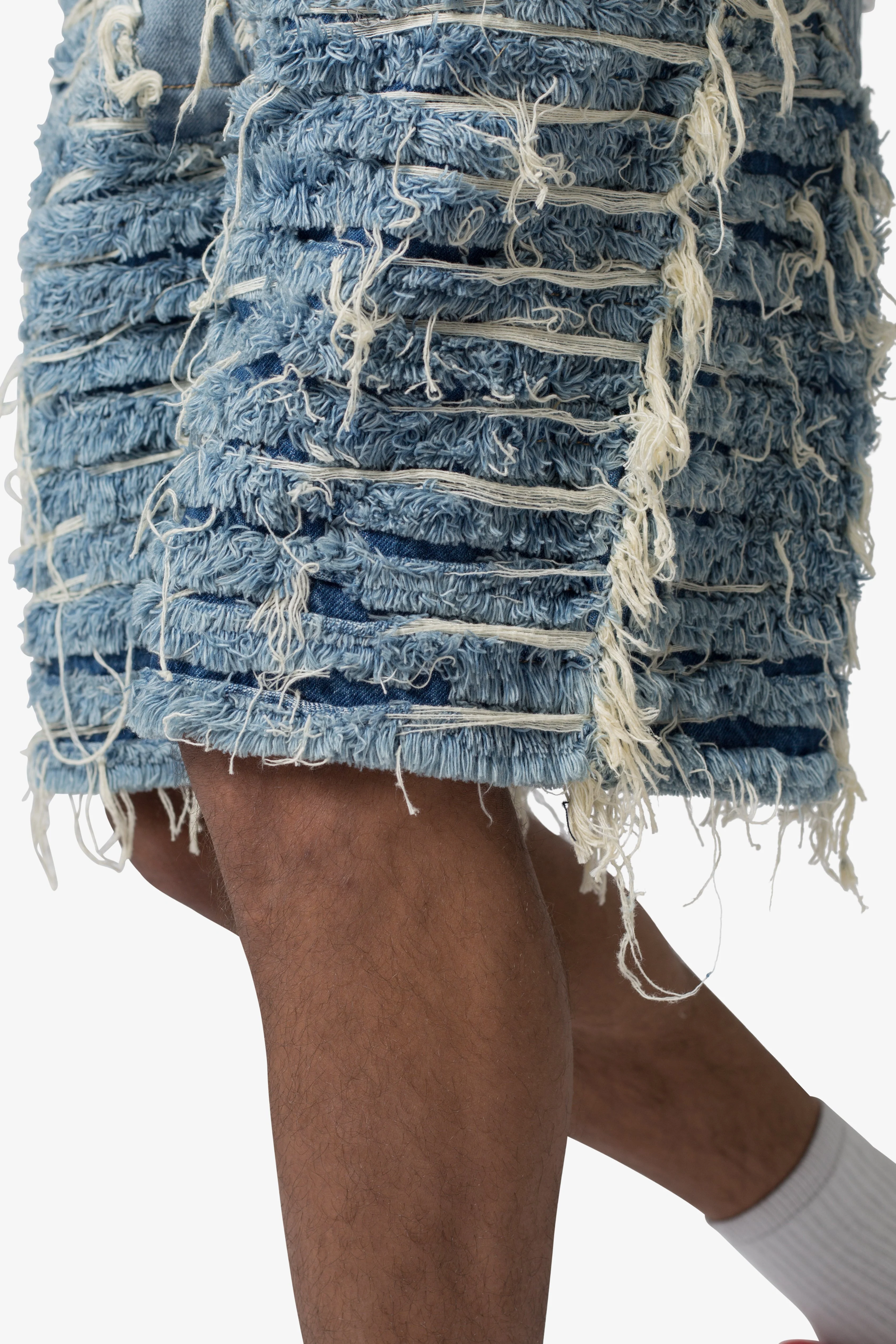 Allover Frayed Denim Shorts | Blue - Image 8