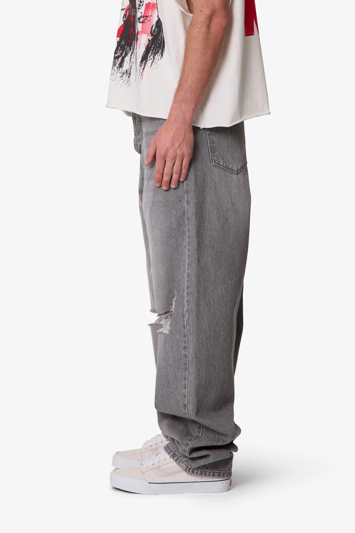 Ultra Baggy Blowout Denim | Washed Grey - Image 4