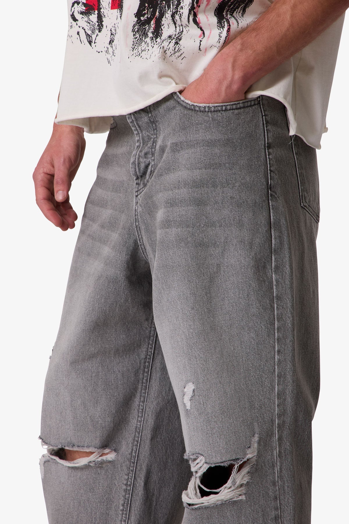 Ultra Baggy Blowout Denim | Washed Grey - Image 7