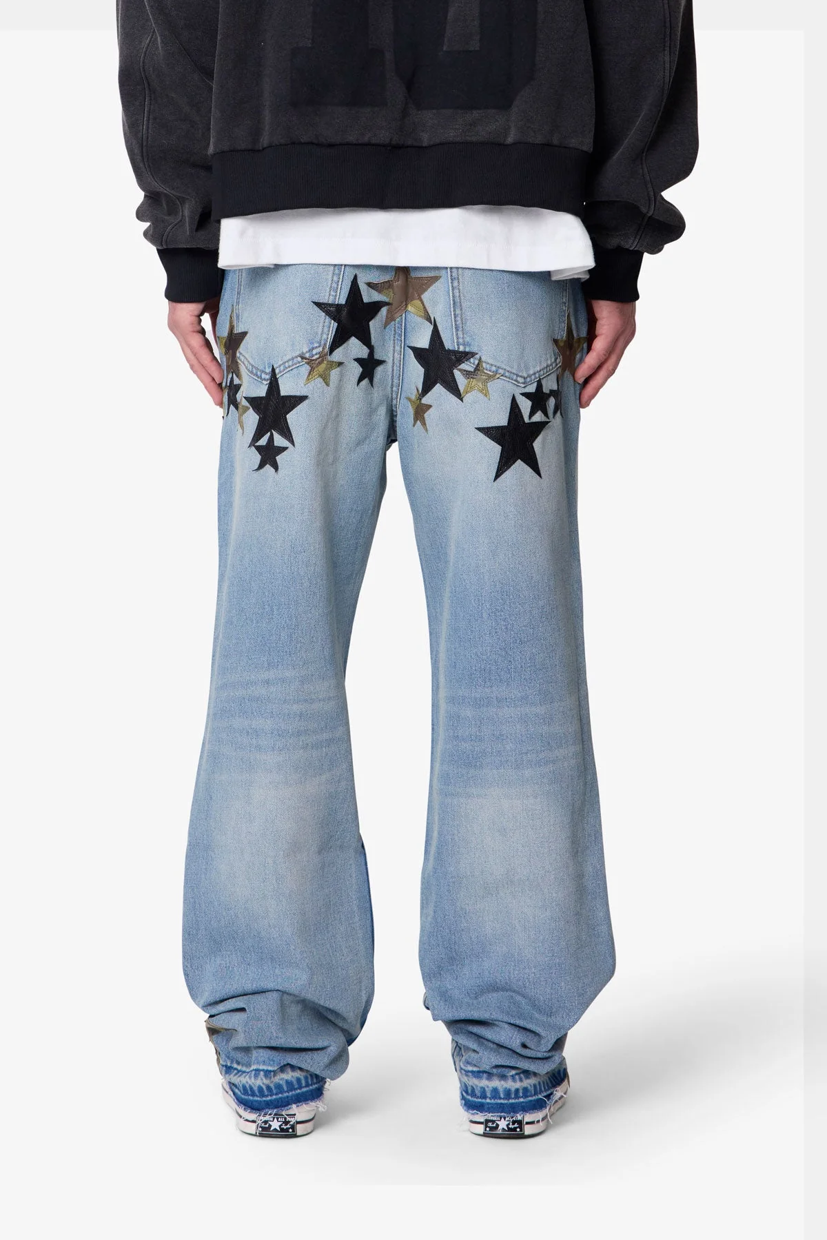 Baggy Camo Star Patch Denim | Medium Blue - Image 5