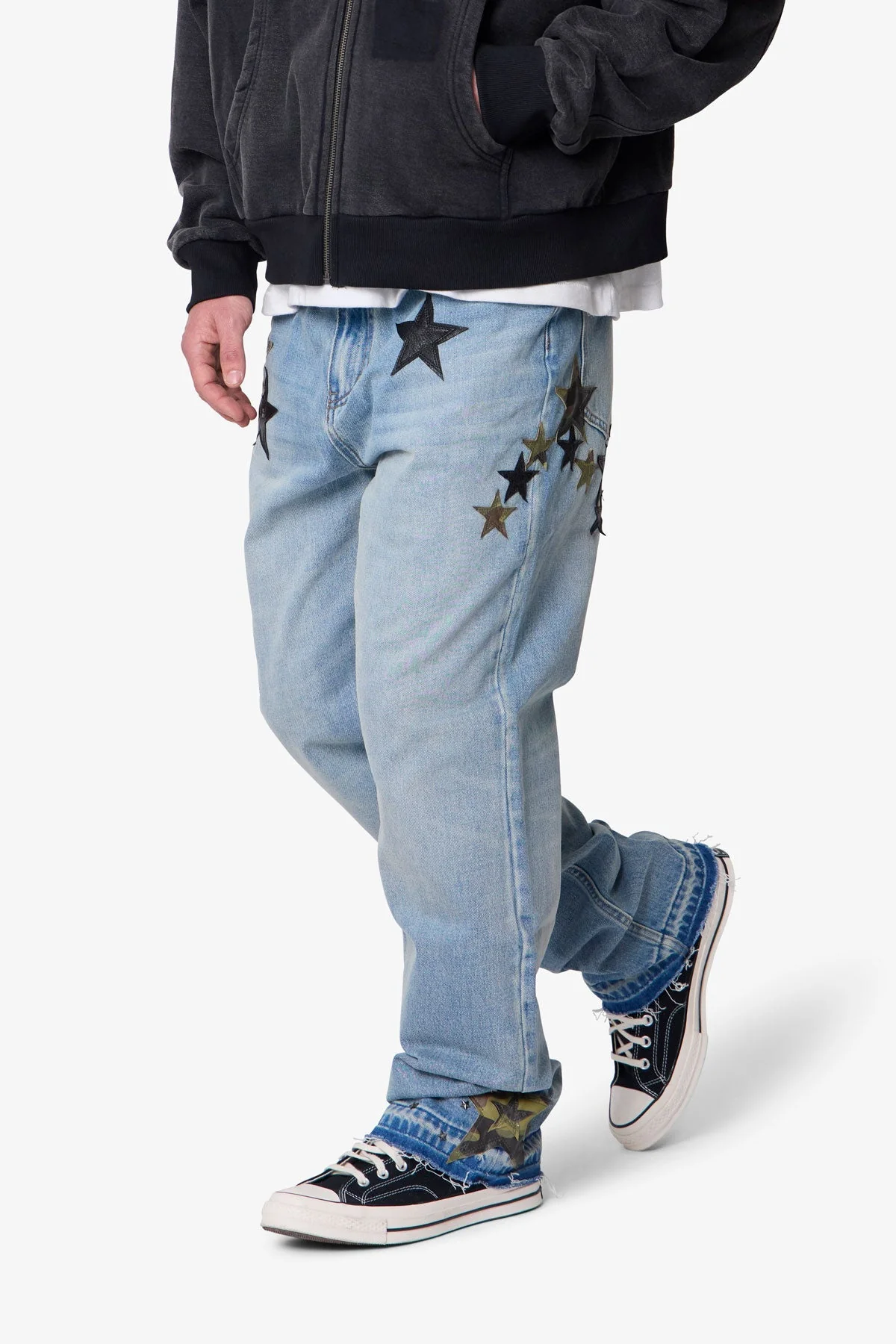 Baggy Camo Star Patch Denim | Medium Blue - Image 6