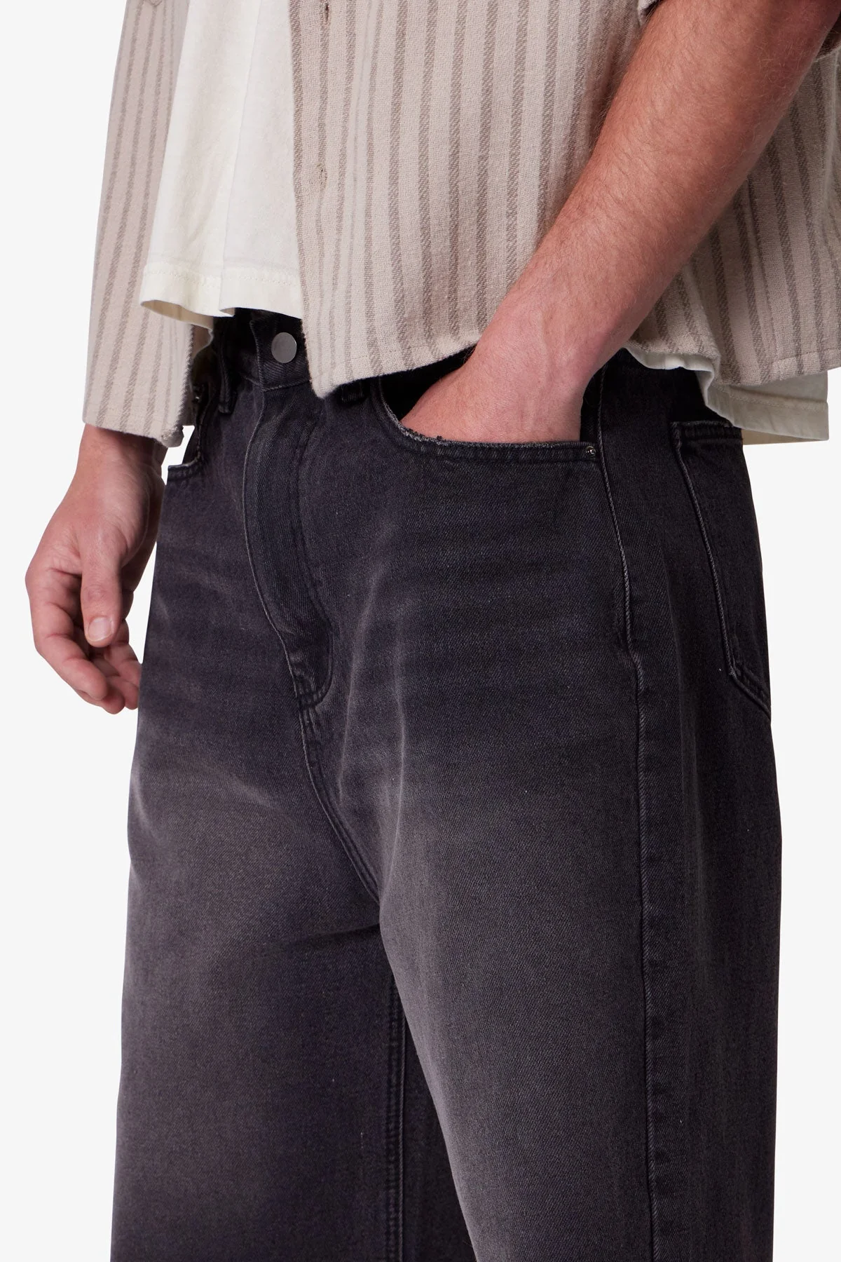 Baggy Cut Off Denim Shorts | Washed Black - Image 8