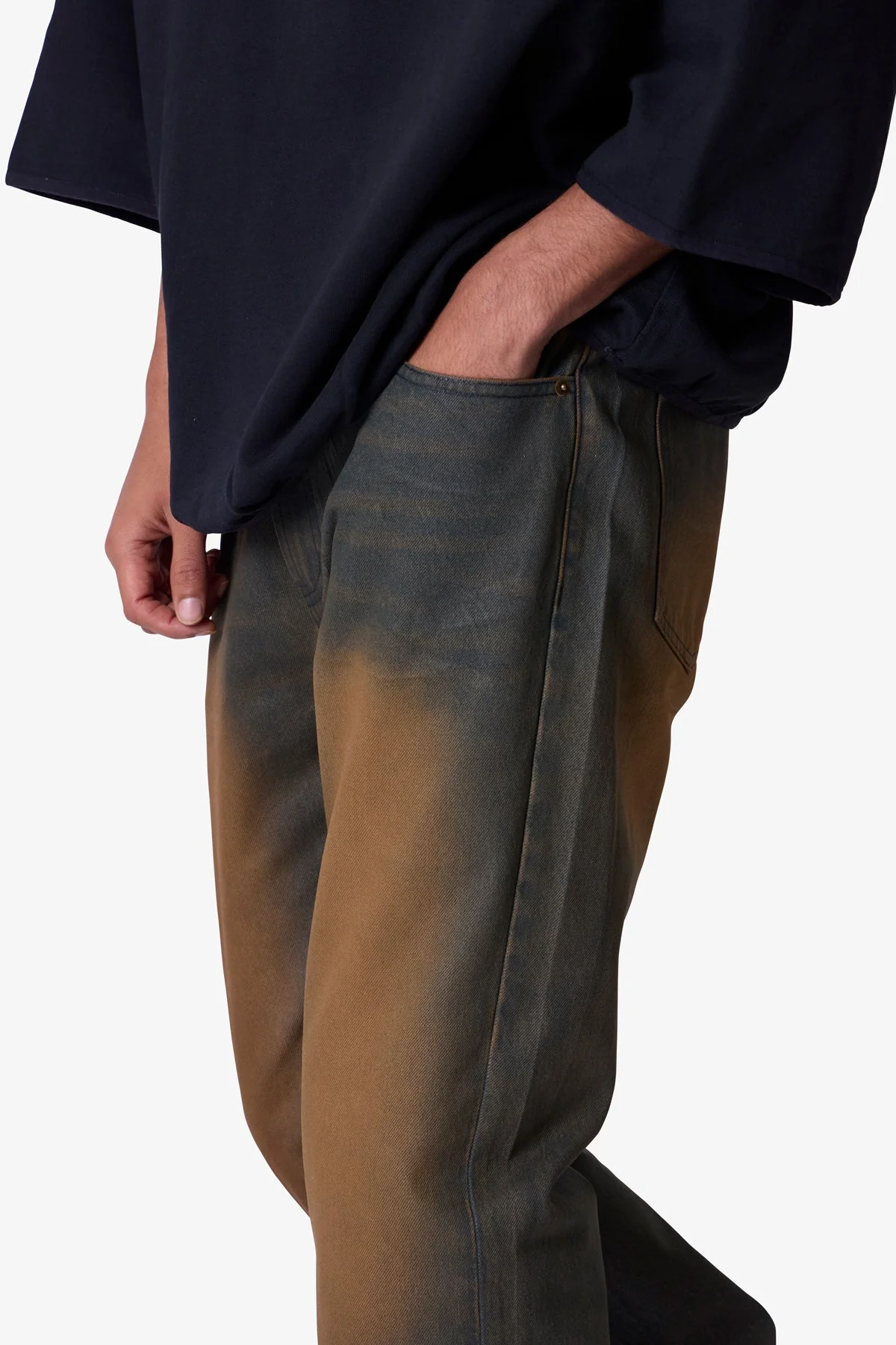 D732 Rust Wash Denim | Black/Brown - Image 8