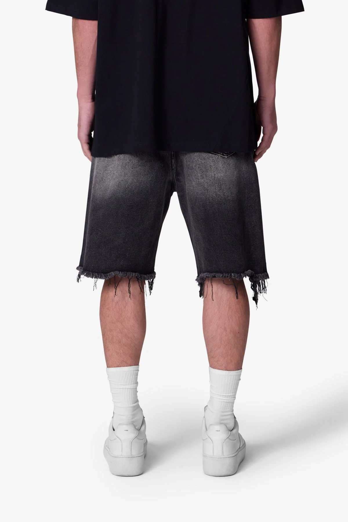 Distressed Spider Denim Shorts | Washed Black - Image 5
