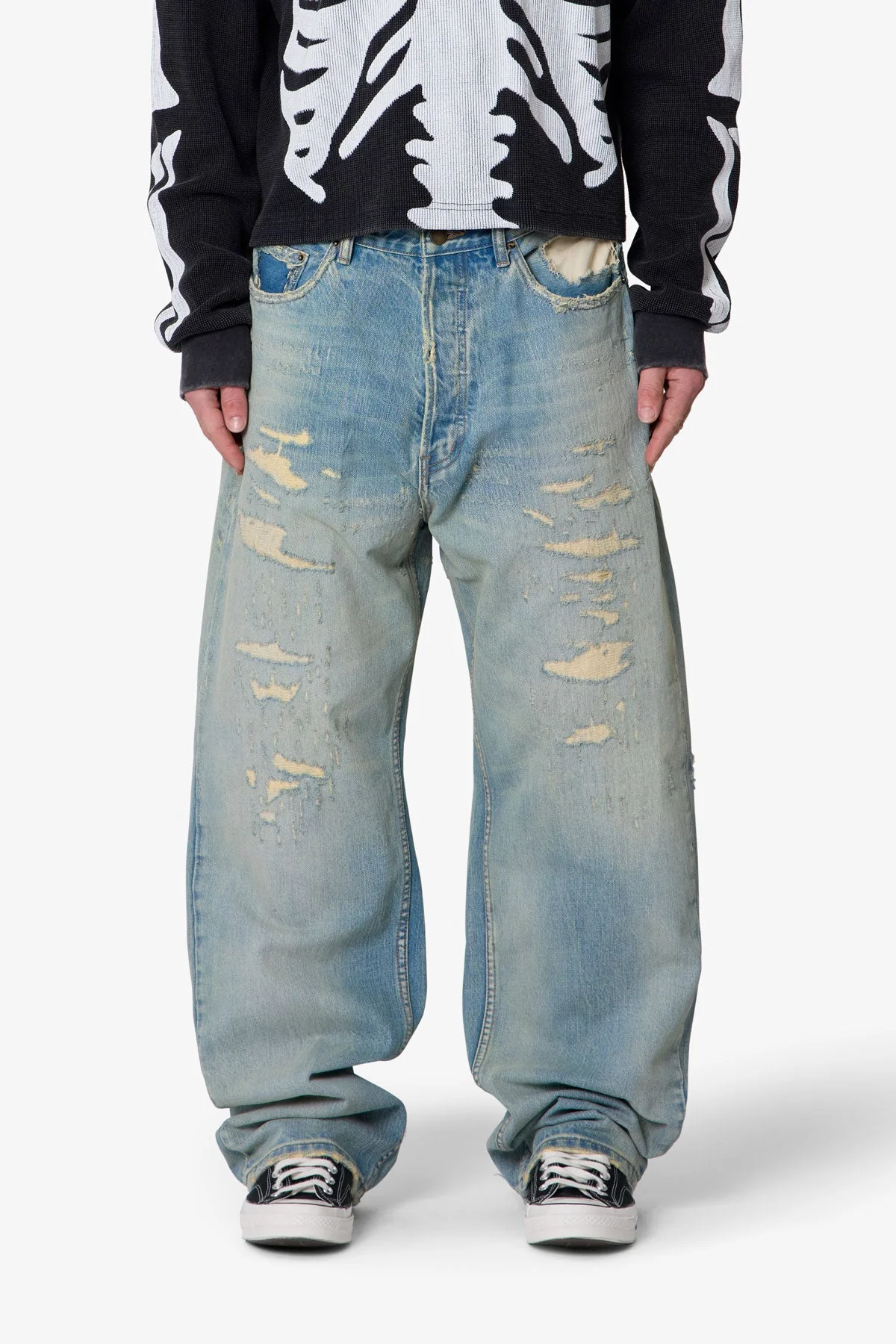 Distressed Ultra Baggy Denim | Blue - Image 2