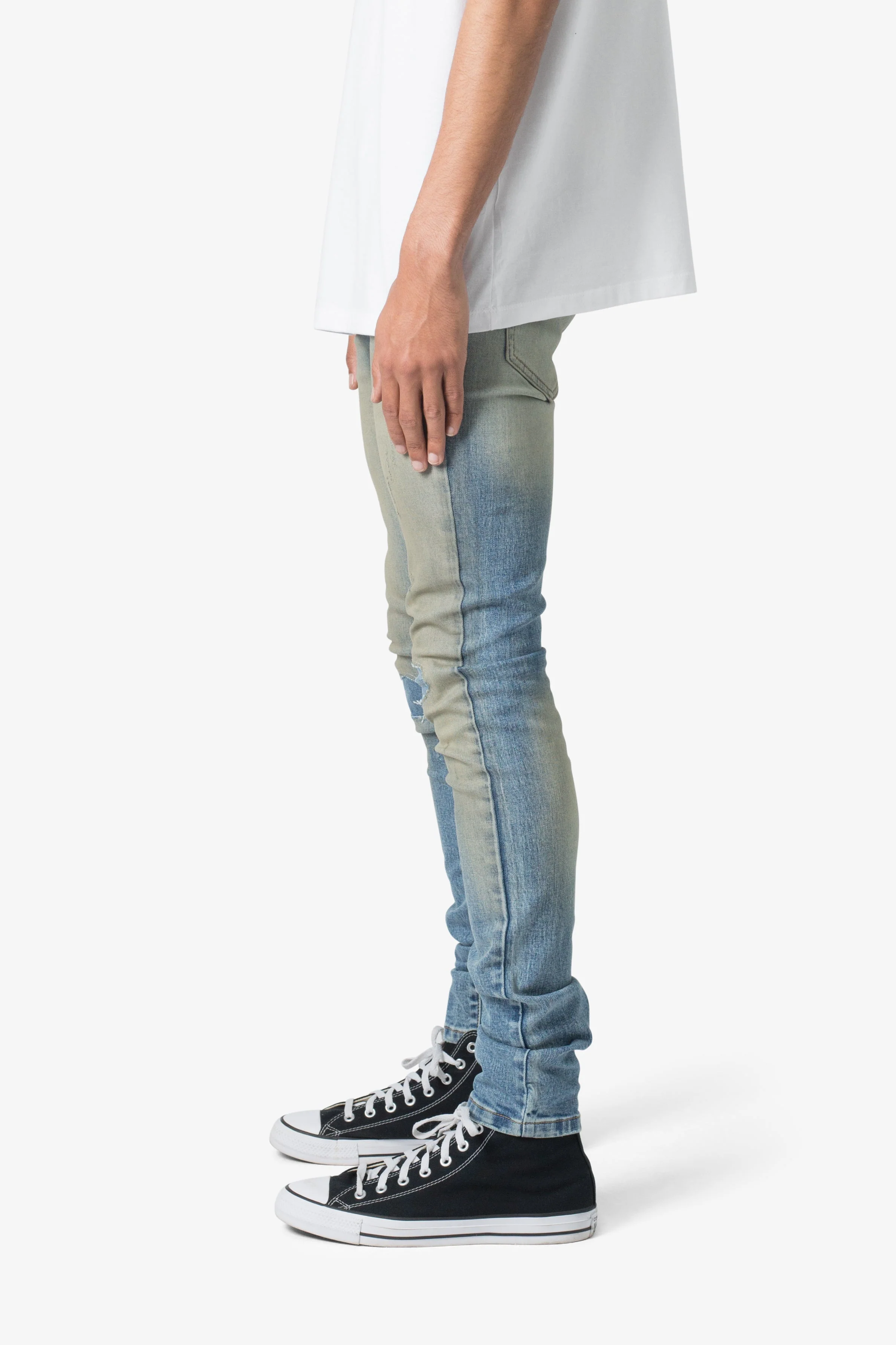 X651 Distressed Circle Knee Denim | Blue - Image 4