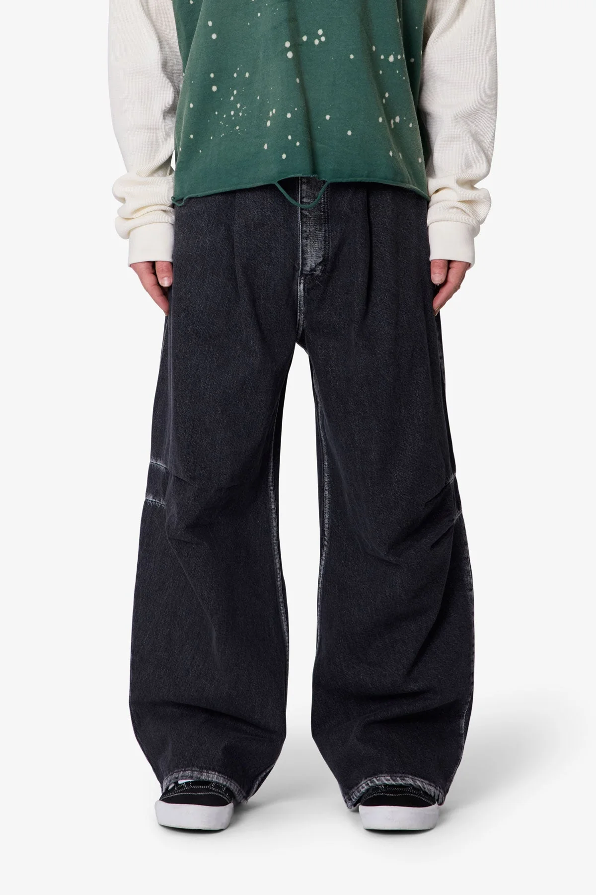 Raw Pleated Denim | Rinsed Black - Image 2