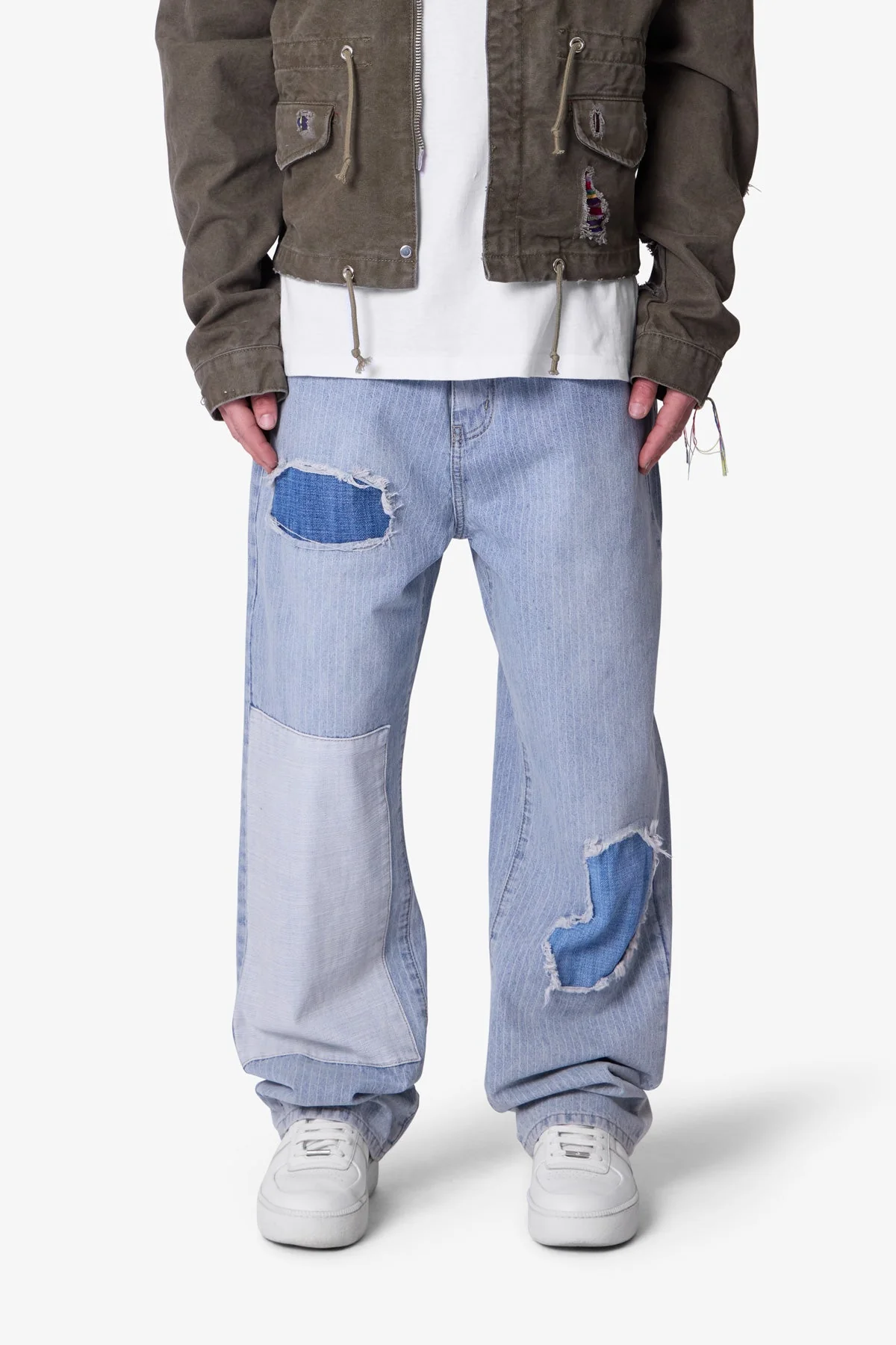 Ultra Baggy Patched Up Denim | Light Blue - Image 2
