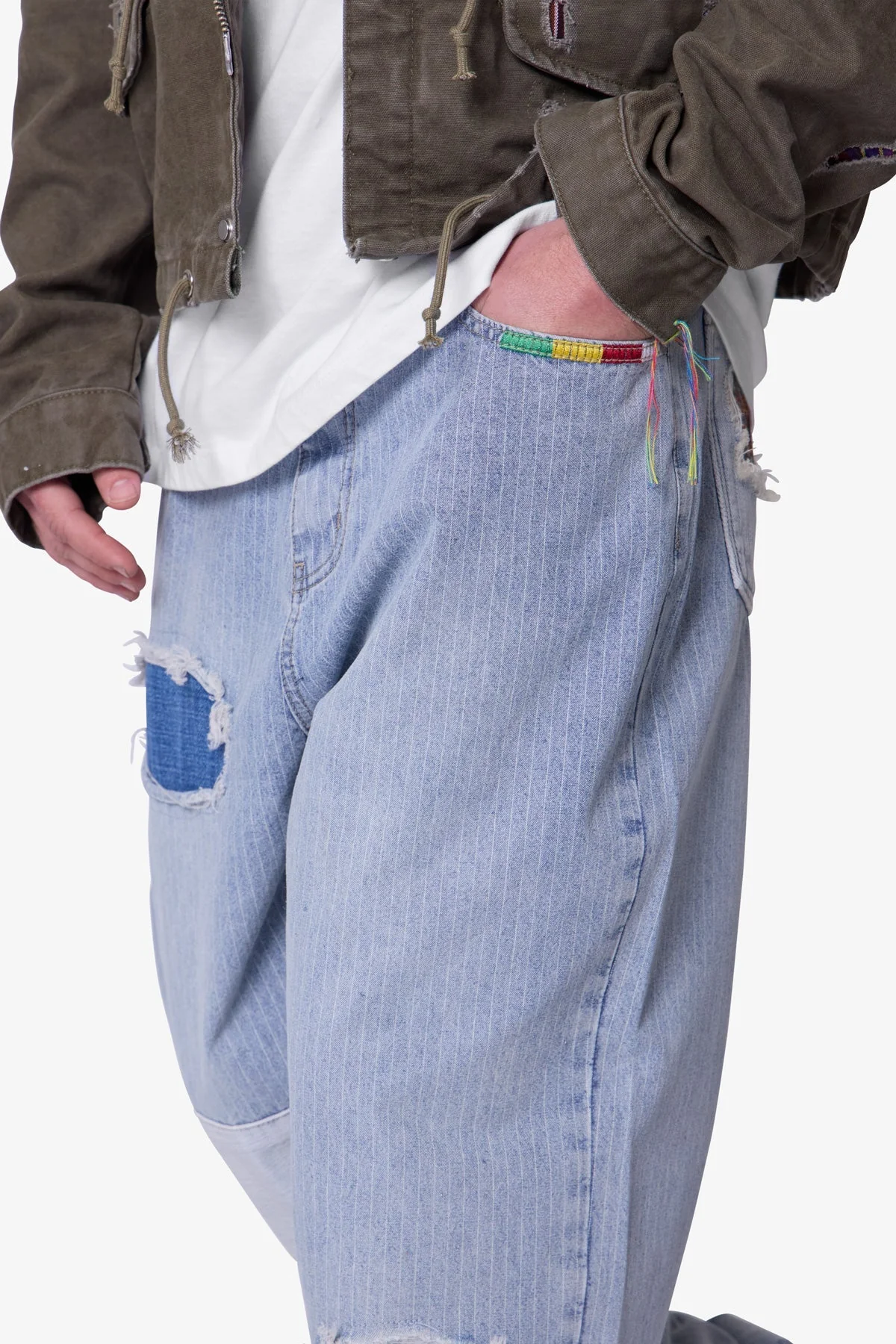 Ultra Baggy Patched Up Denim | Light Blue - Image 7