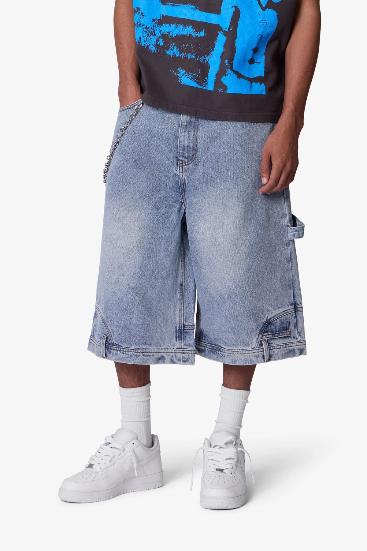 Ultra Baggy Reconstructed Denim Shorts | Blue - Image 7