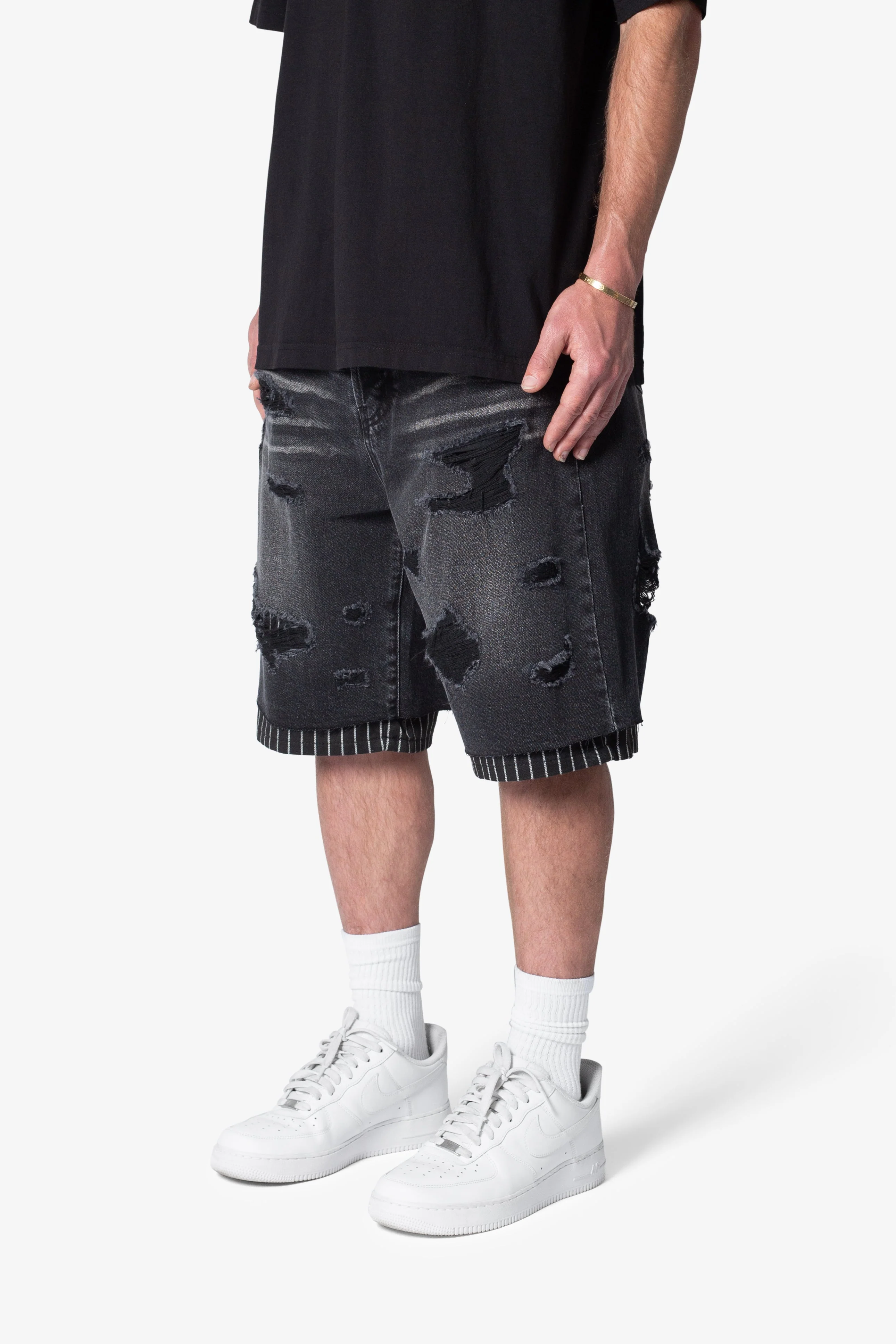 Ultra Baggy Lined Denim Shorts | Washed Black - Image 3
