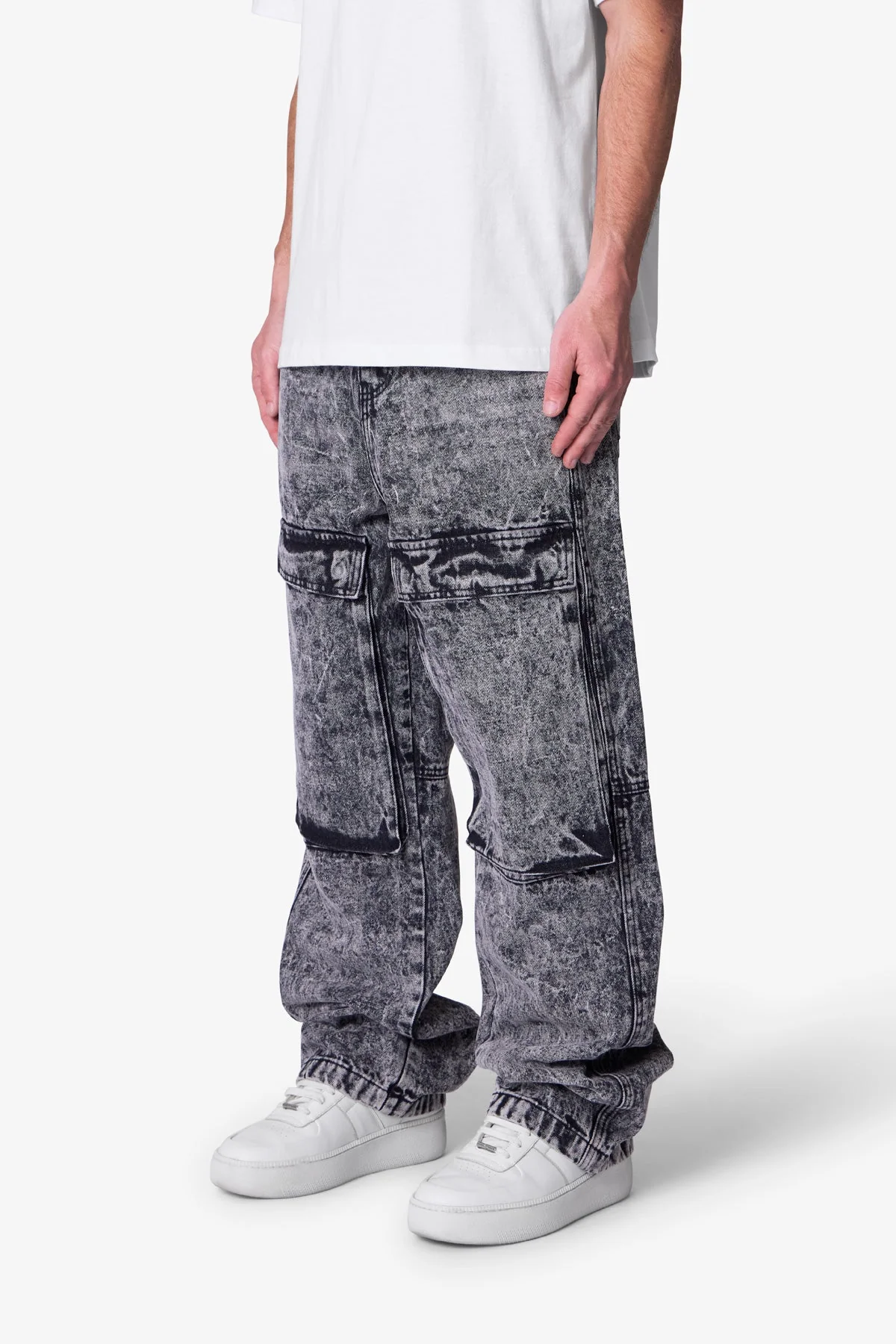 V741 Front Washed Cargo Denim | Grey - Image 3