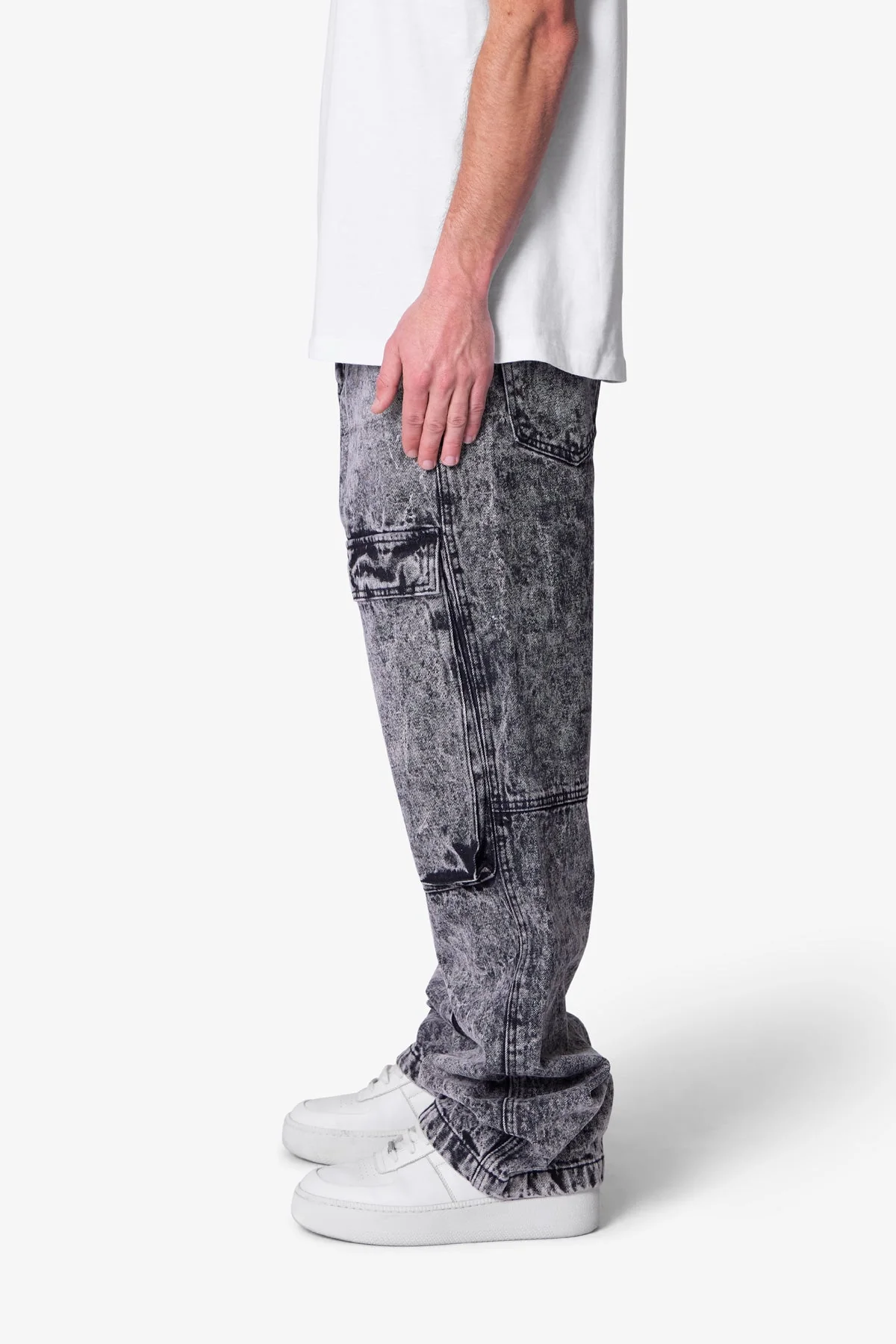 V741 Front Washed Cargo Denim | Grey - Image 4