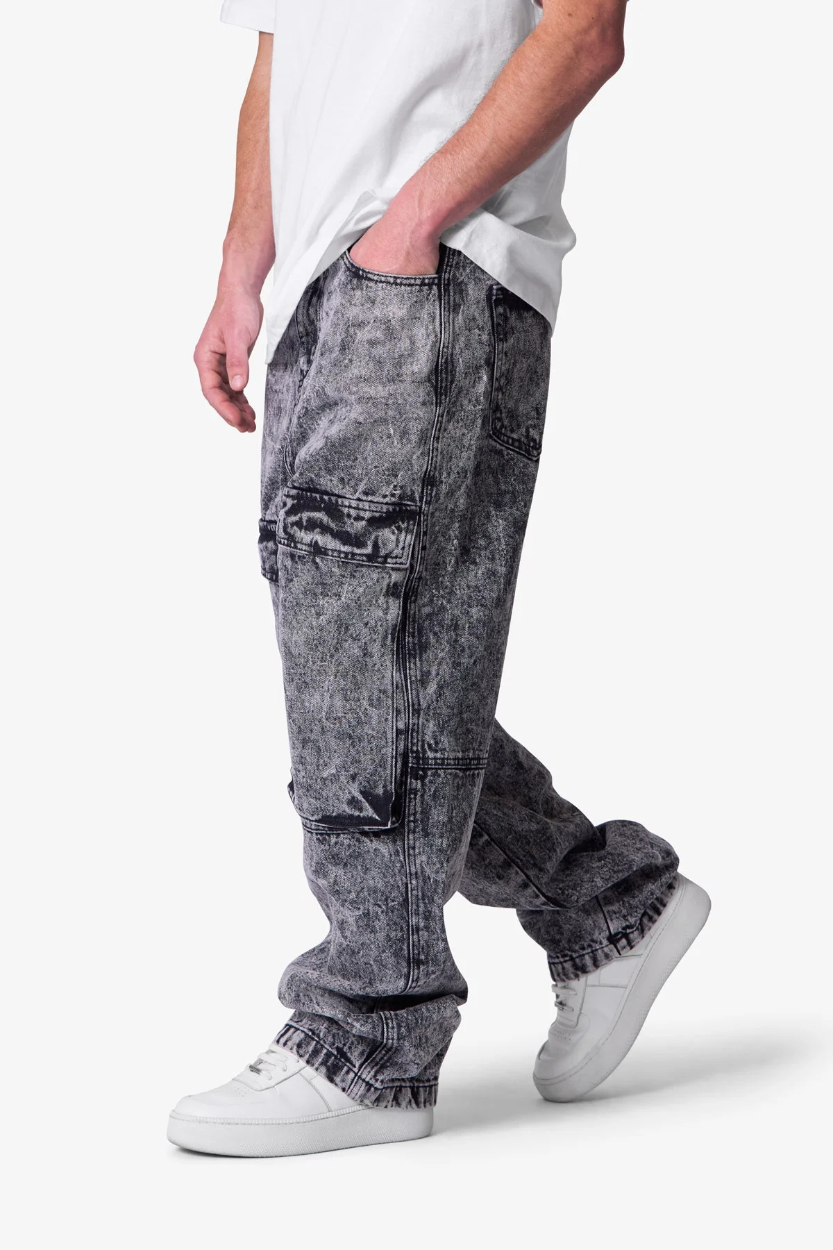 V741 Front Washed Cargo Denim | Grey - Image 6