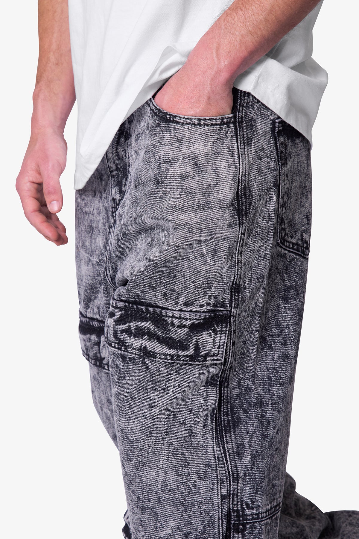 V741 Front Washed Cargo Denim | Grey - Image 7