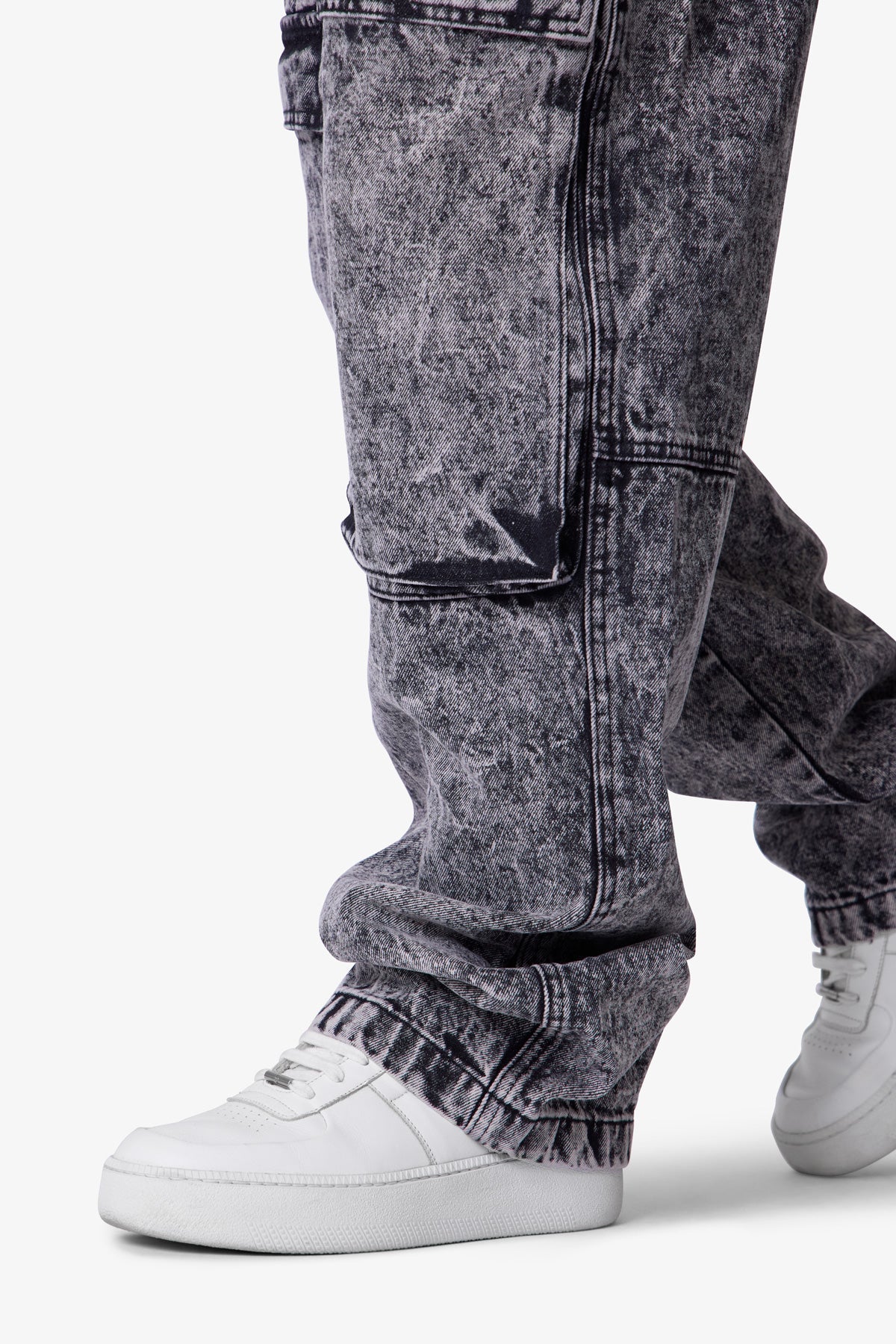 V741 Front Washed Cargo Denim | Grey - Image 8