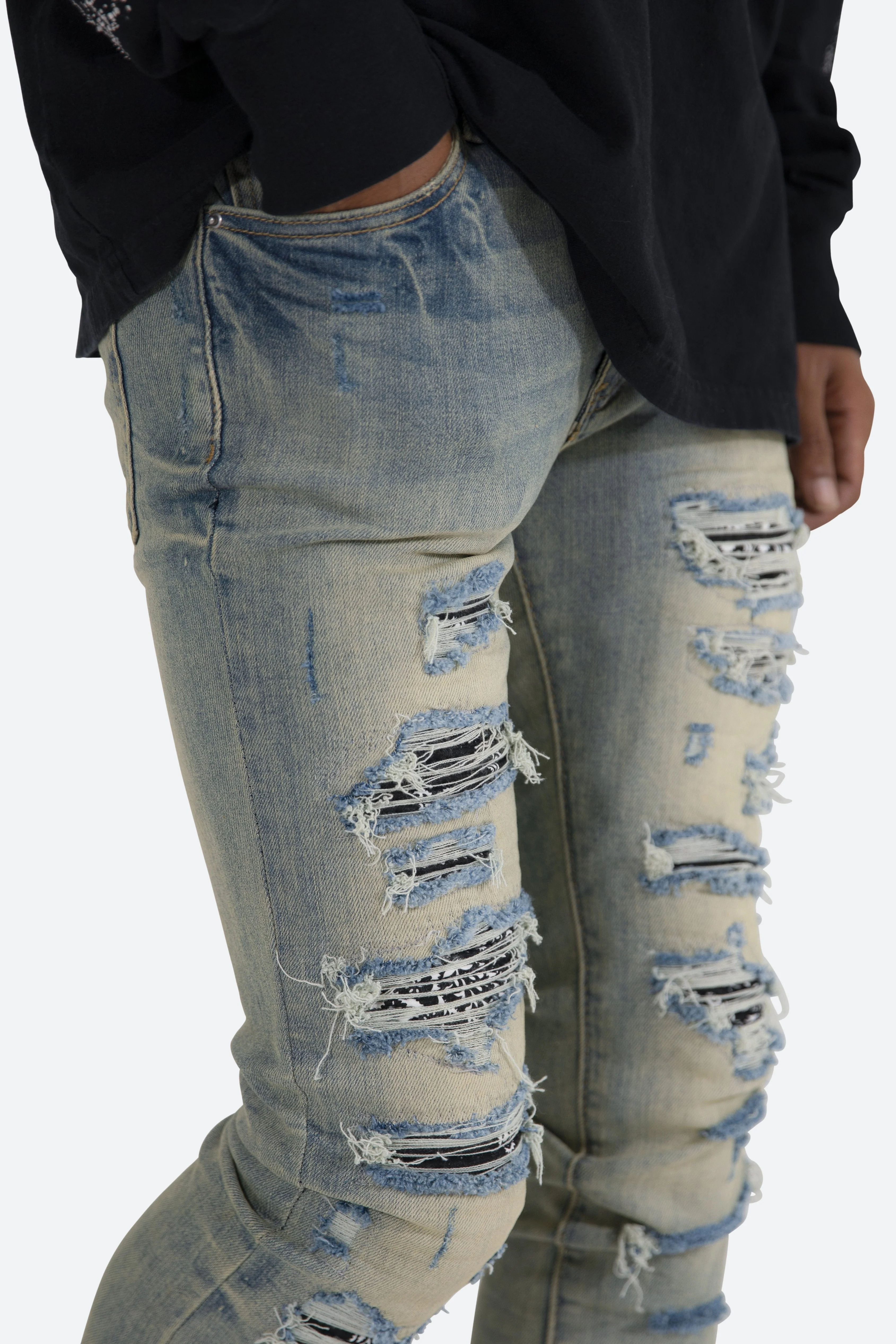 X165 Paisley Skinny Denim | Blue/Black - Image 7