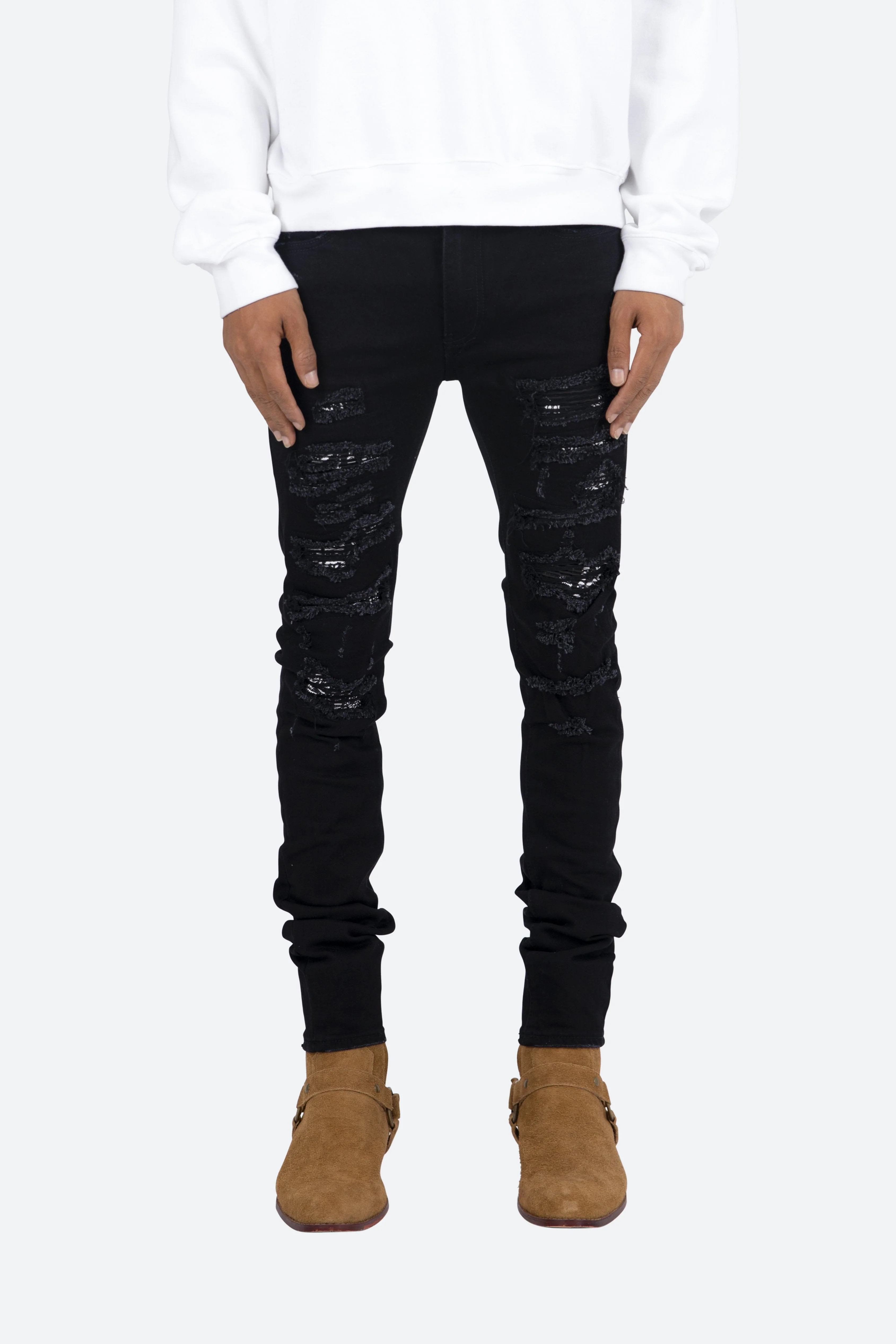 X165 Paisley Skinny Denim | Black/Black