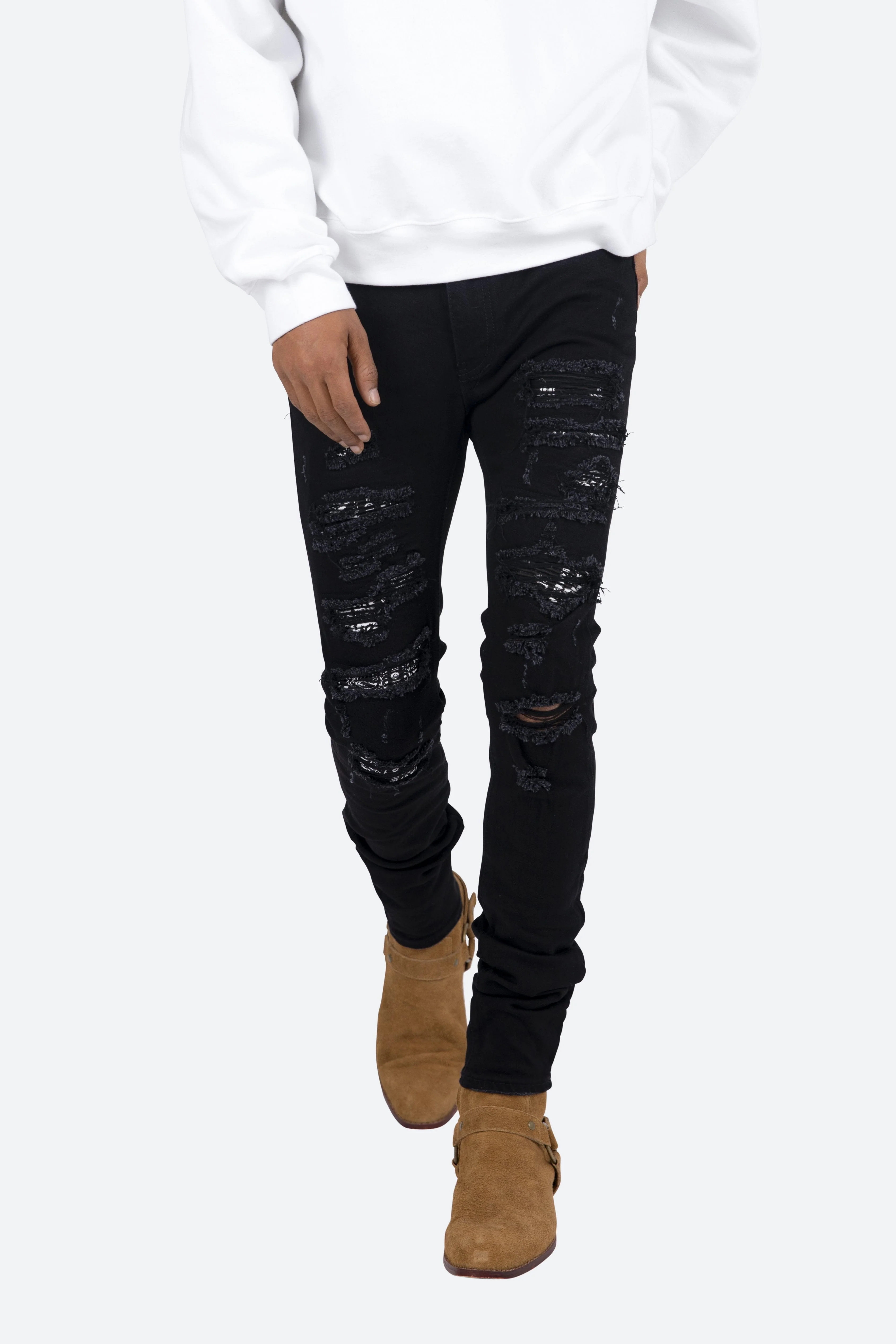 X165 Paisley Skinny Denim | Black/Black - Image 6