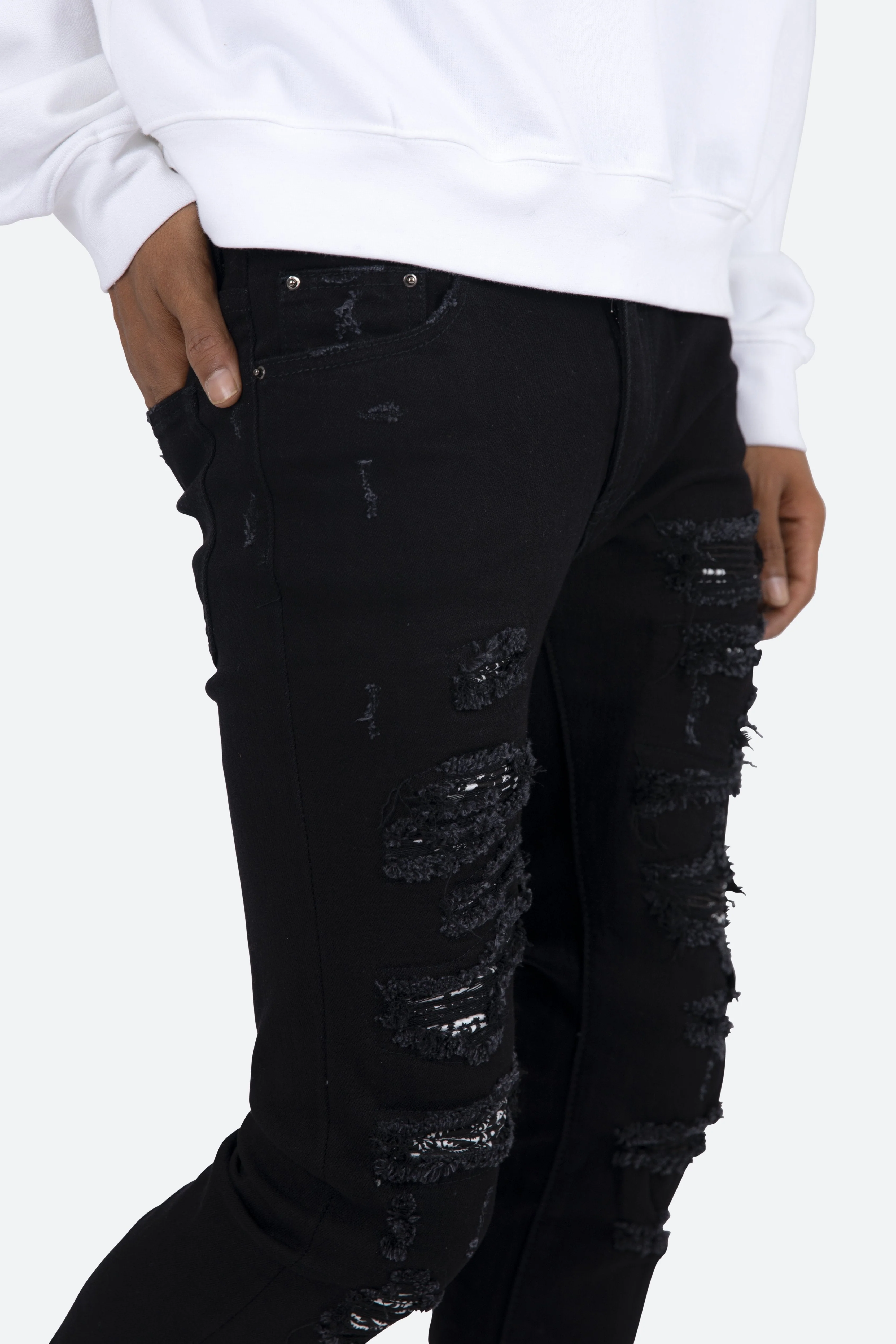 X165 Paisley Skinny Denim | Black/Black - Image 7