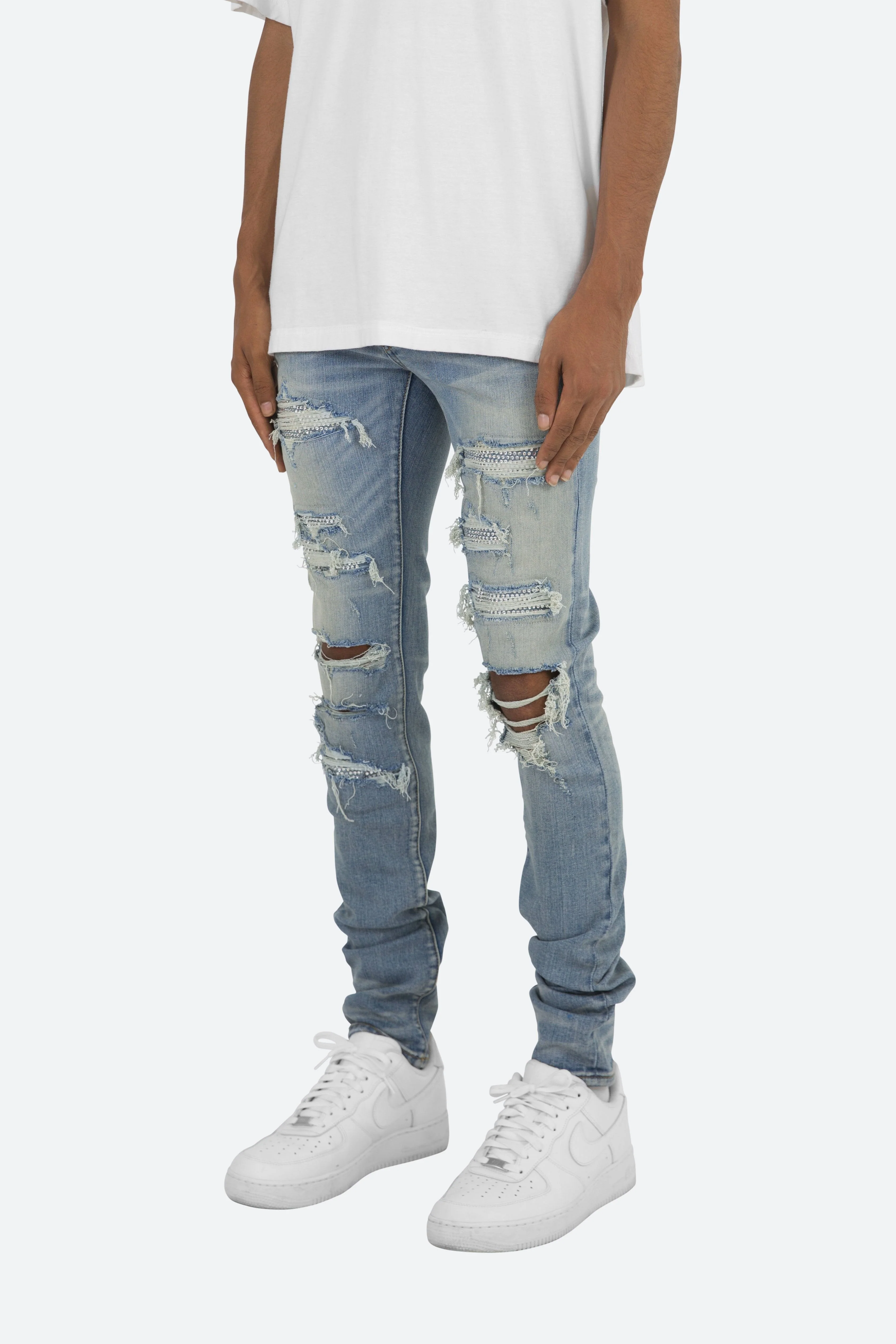 X201 Rhinestone Skinny Denim | Blue - Image 5