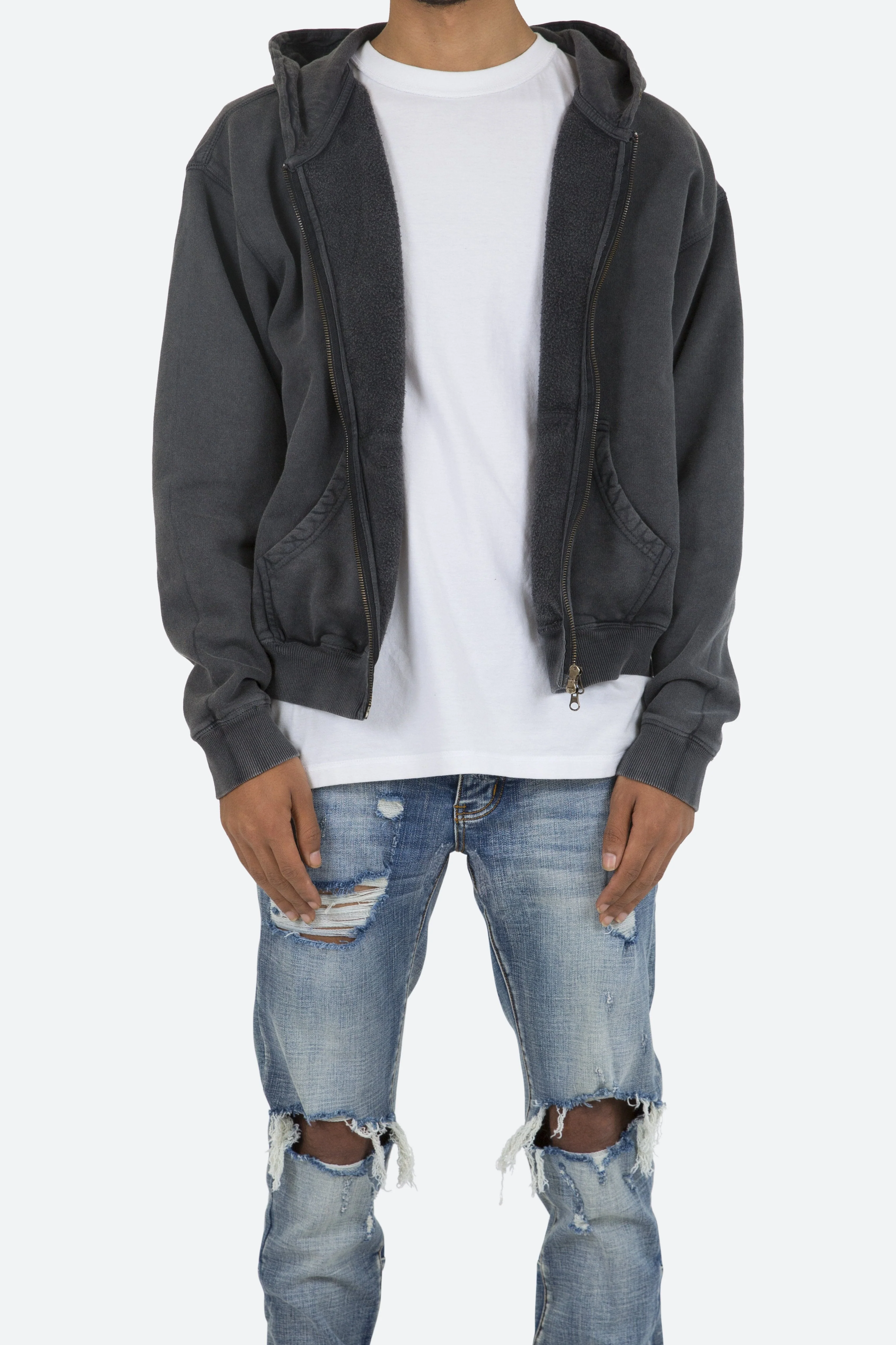 Basic Zip Up Hoodie | Vintage Black - Image 3