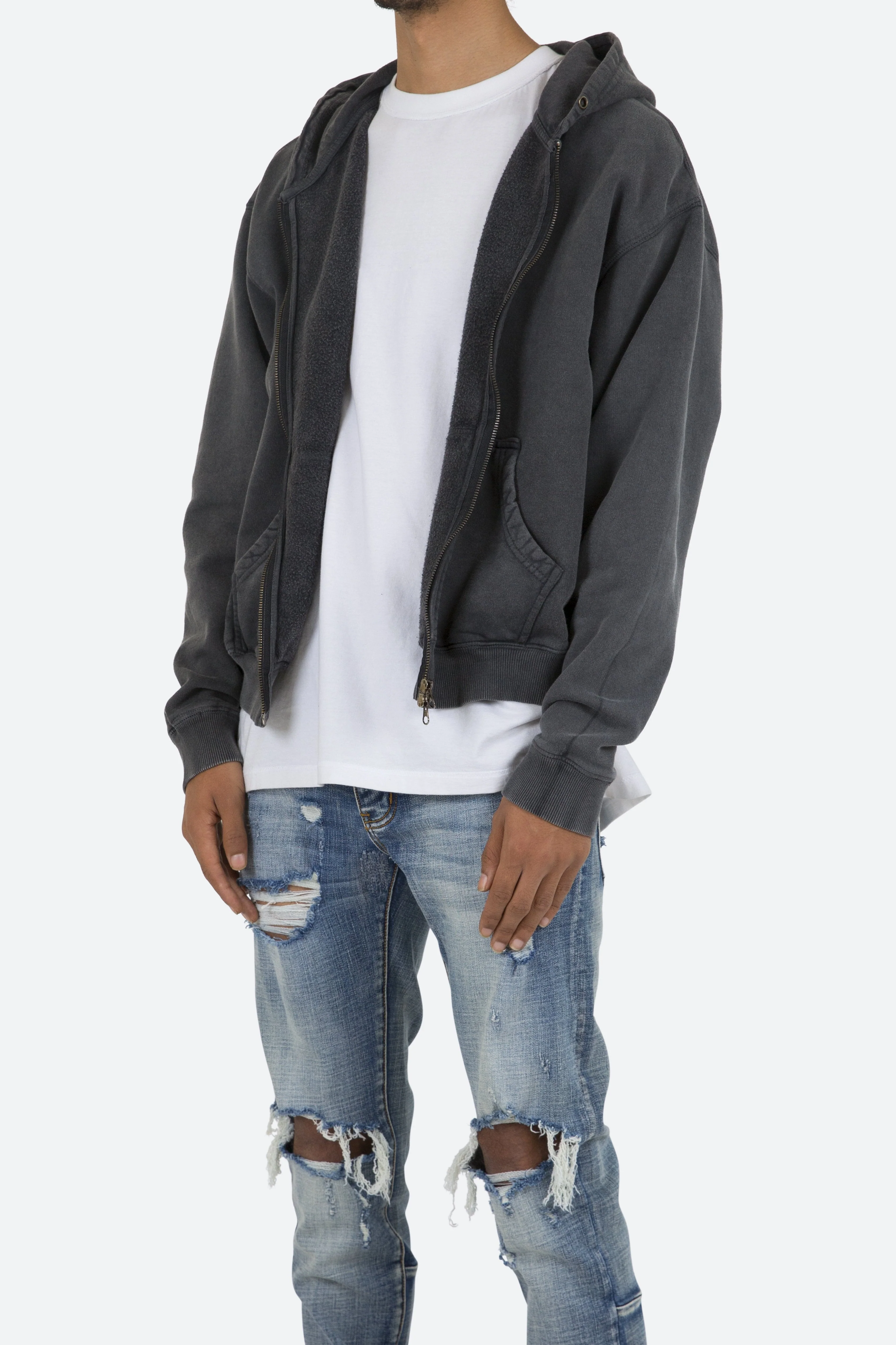Basic Zip Up Hoodie | Vintage Black - Image 4